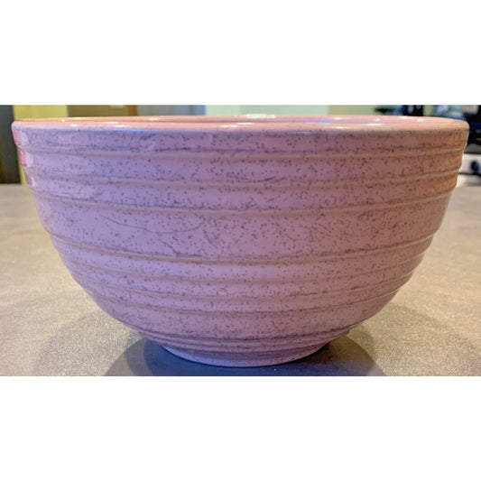 Vtg McCoy Pottery Pink Mixing Bowl Speckled Ribbed Beehive As Is