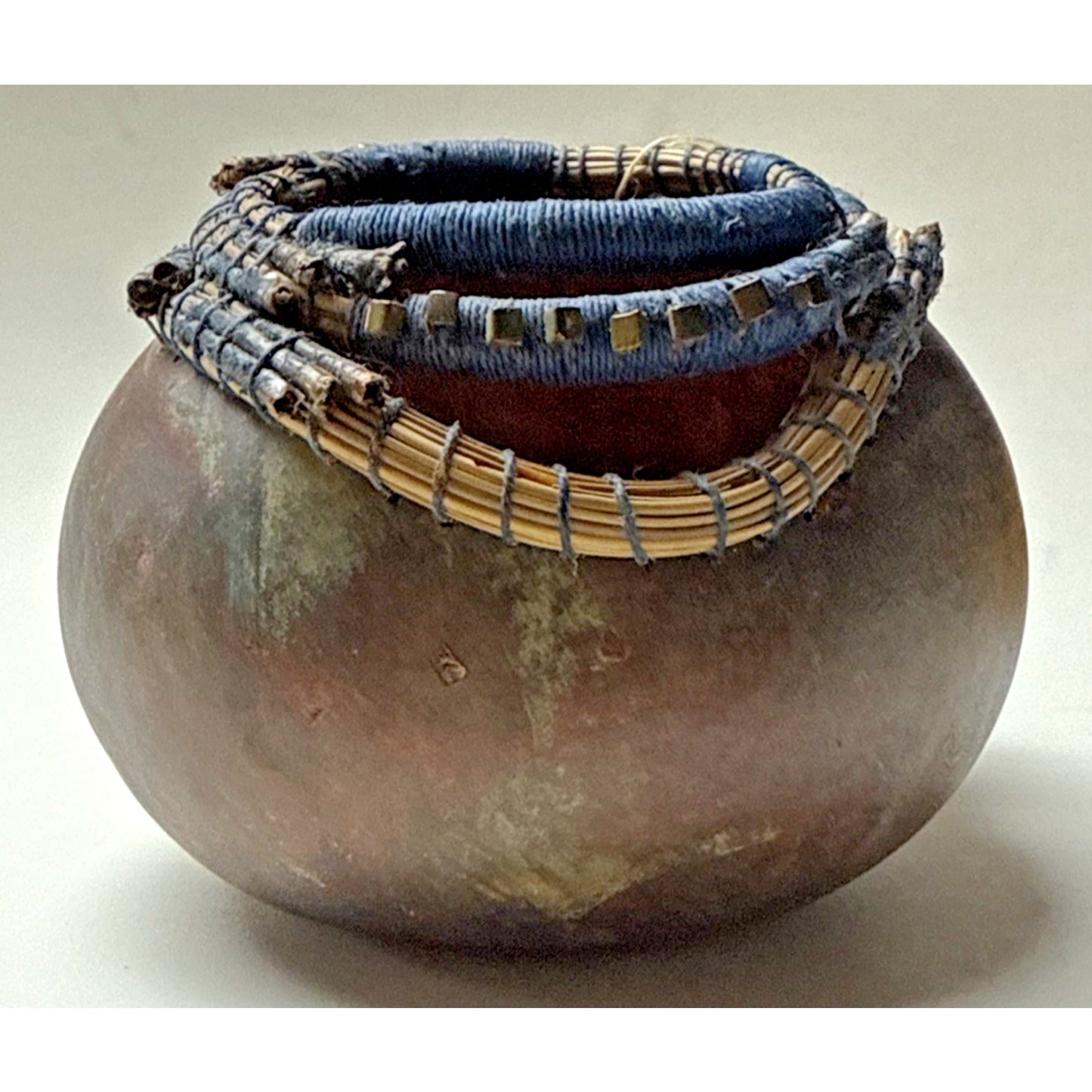 Vintage Phyl Campbell Handmade Gourd Basket Beadwork Signed