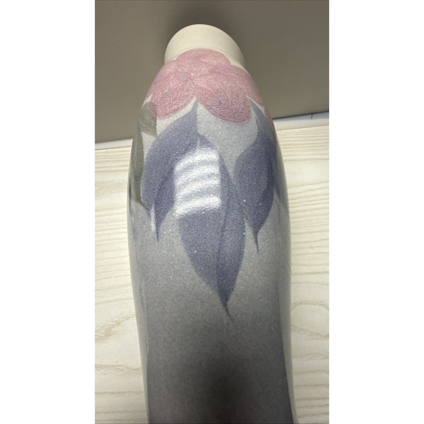 Vintage Leila Lei La Studio Art Pottery Nouveau Style Hand Painted Vase Floral