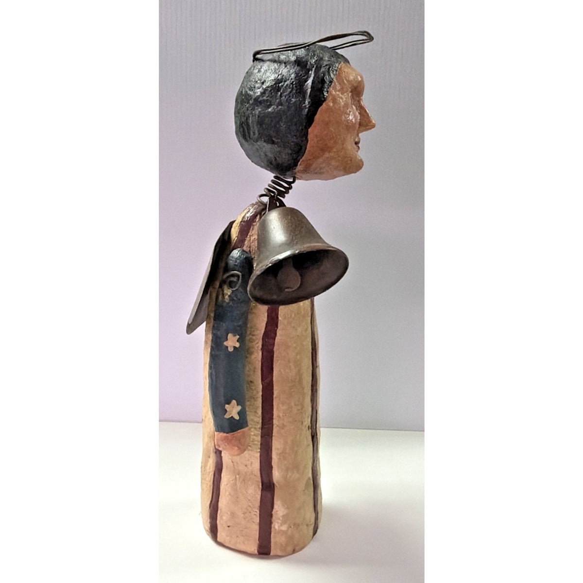 Aunt Stellas Folk Art Americana Liberty Doll Bell Angel Wings Stars Paper Mache