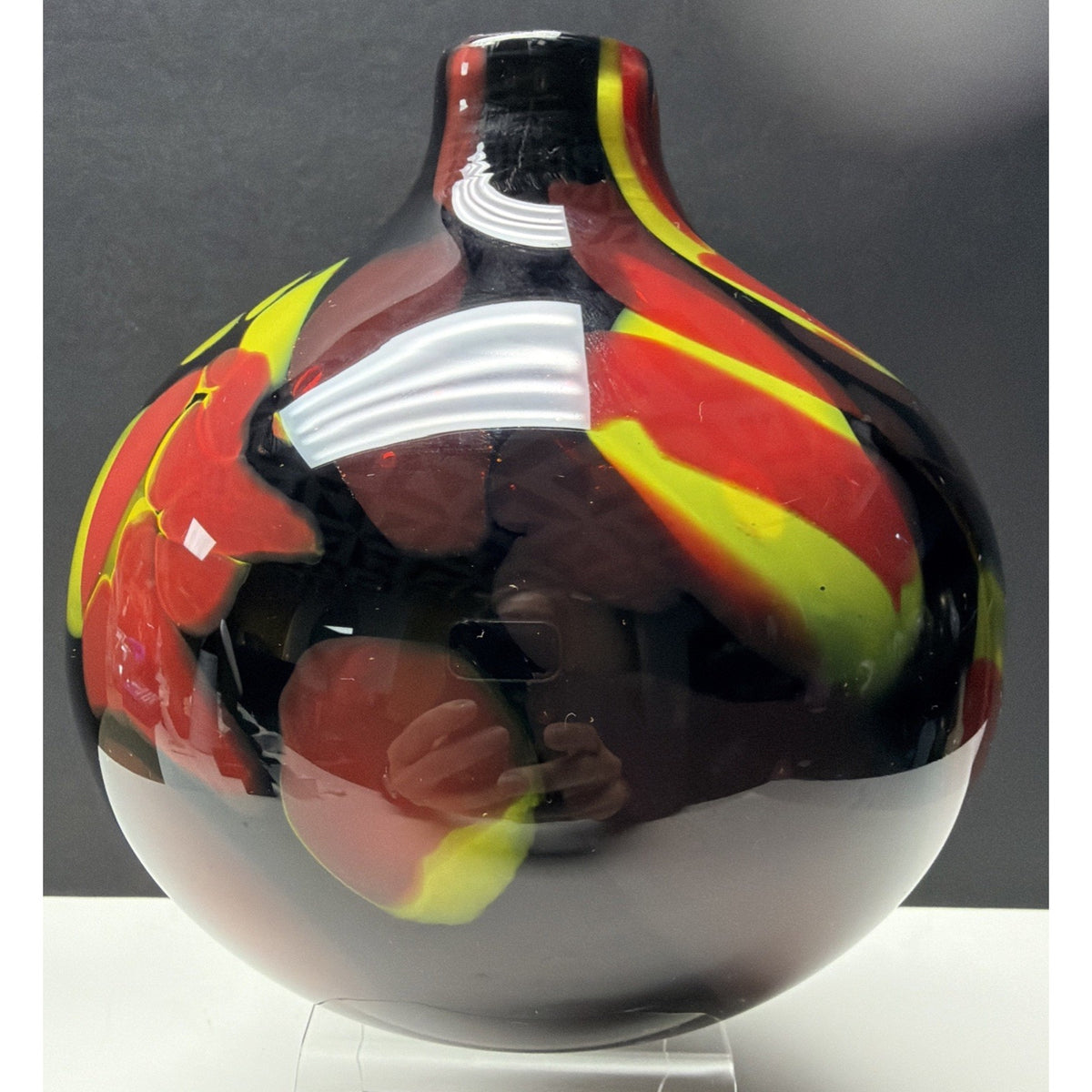 Vintage Murano Glassware Art Glass Sommerso Abstract Squat Gourd Vase