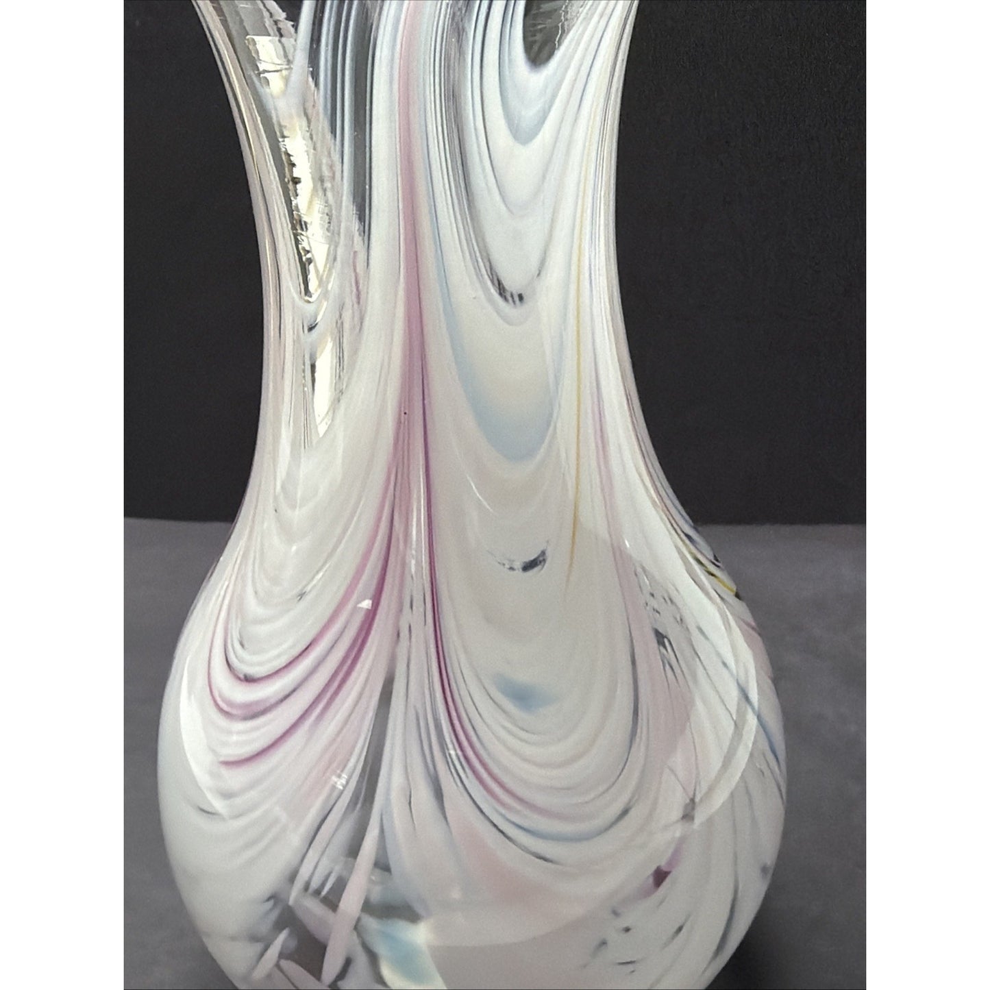 Adrian Sankey Studio Art Glass Vase Pink White Abstract Hand Blown Sticker