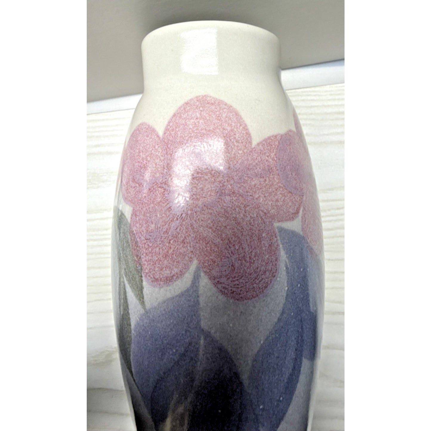 Vintage Leila Lei La Studio Art Pottery Nouveau Style Hand Painted Vase Floral