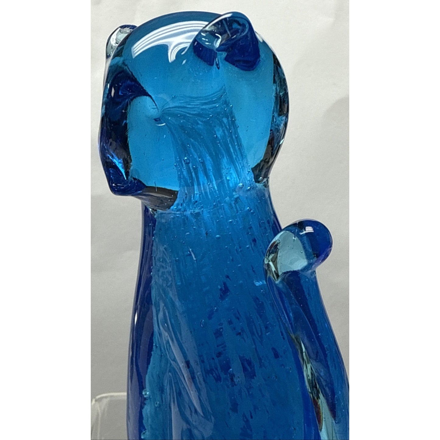 Vtg Altaglass Blue Mottled Layered Glass Cat Figurine Medicine Hat As-Is