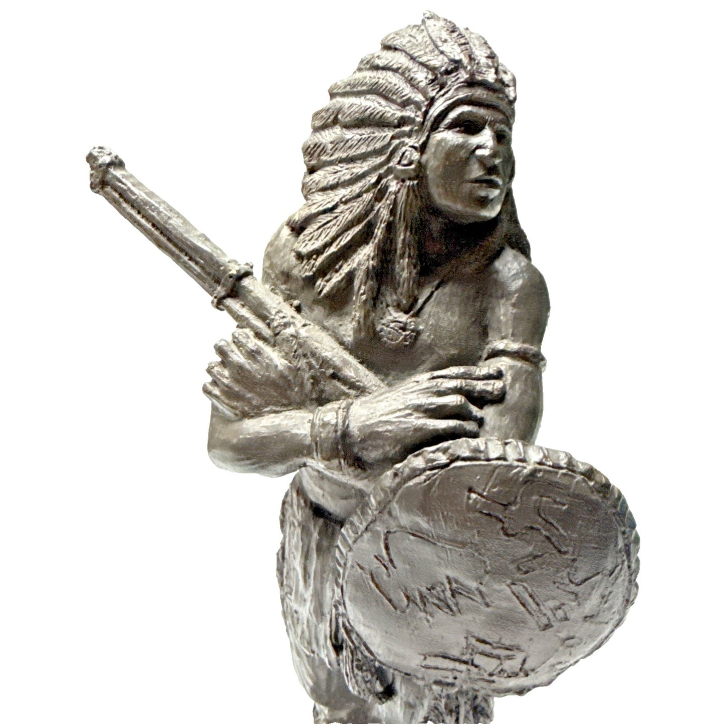 Vintage Michael Garman Sculpture 048 Bronzetone Chief Native Signed As Is