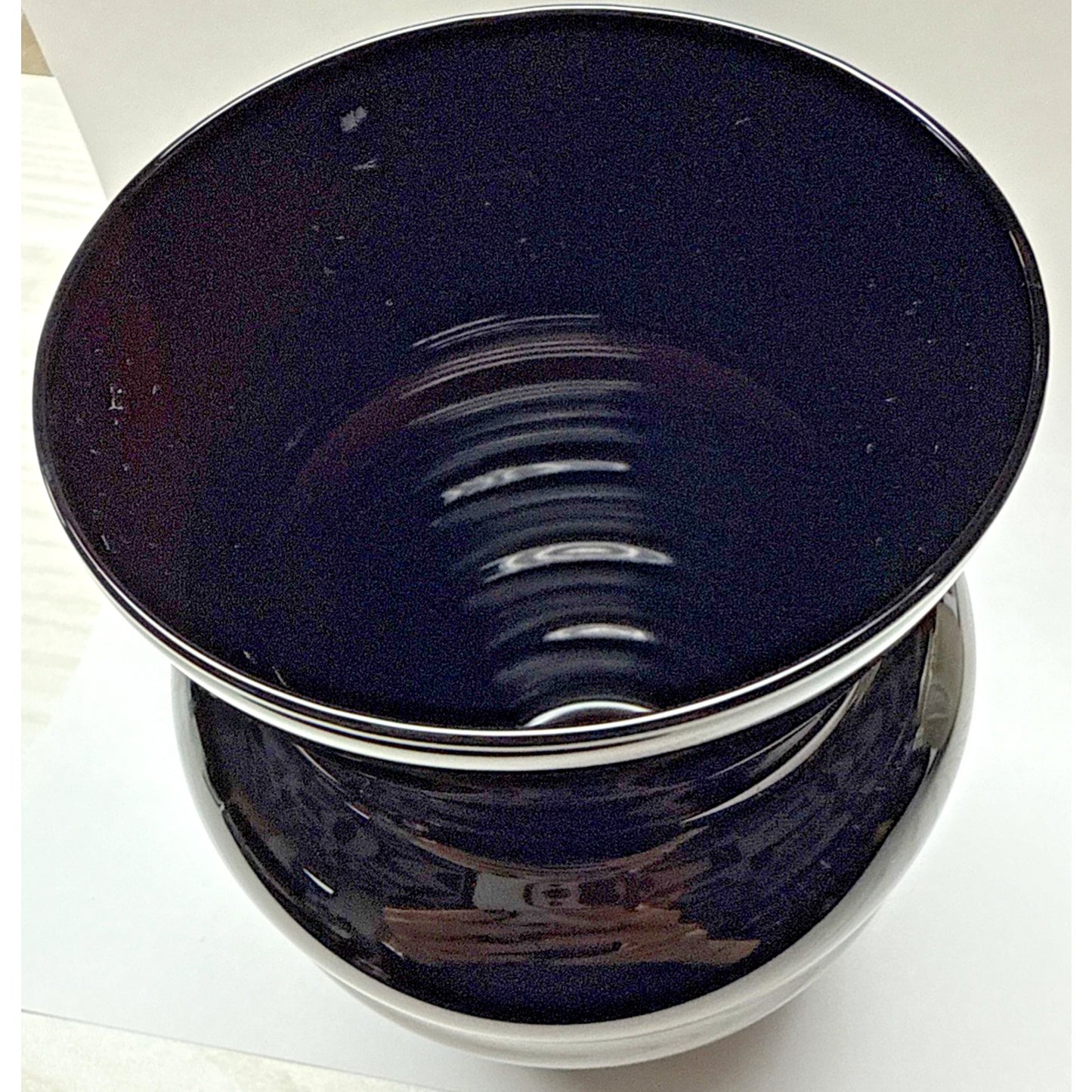 Vtg Finn Crystal Iittala Marlene Vase Kerttu Nurminen Black Amethyst Ribbed Vase