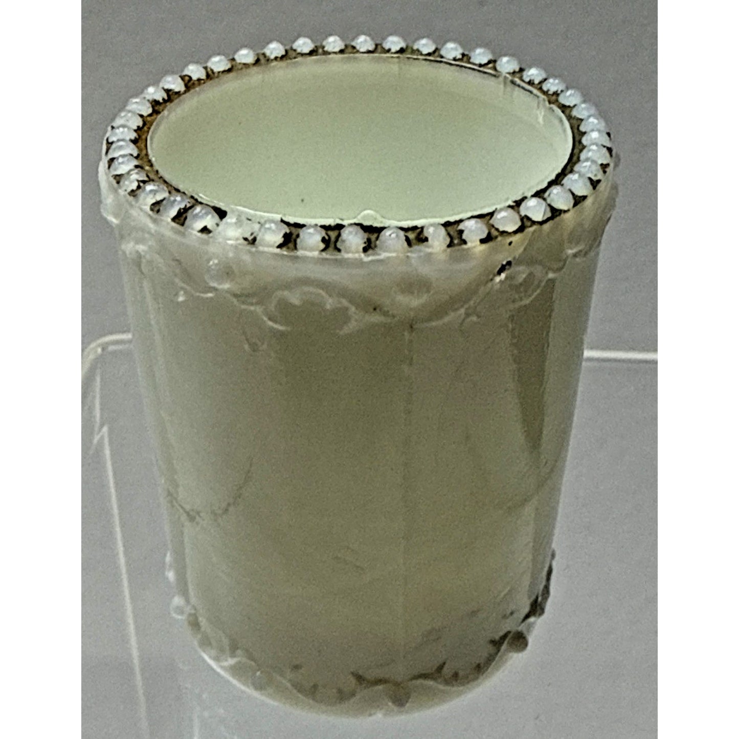 EAPG Unidentified Milk Glass Toothpick Matchstick Tobacco Childs Bead Scroll