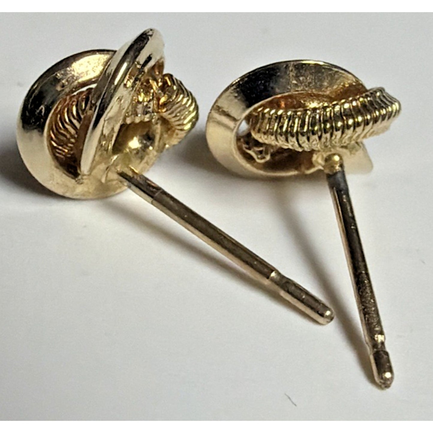 Vintage Gold Plate Love Knot Earrings Textured Smooth Twisted Rope Stud Post