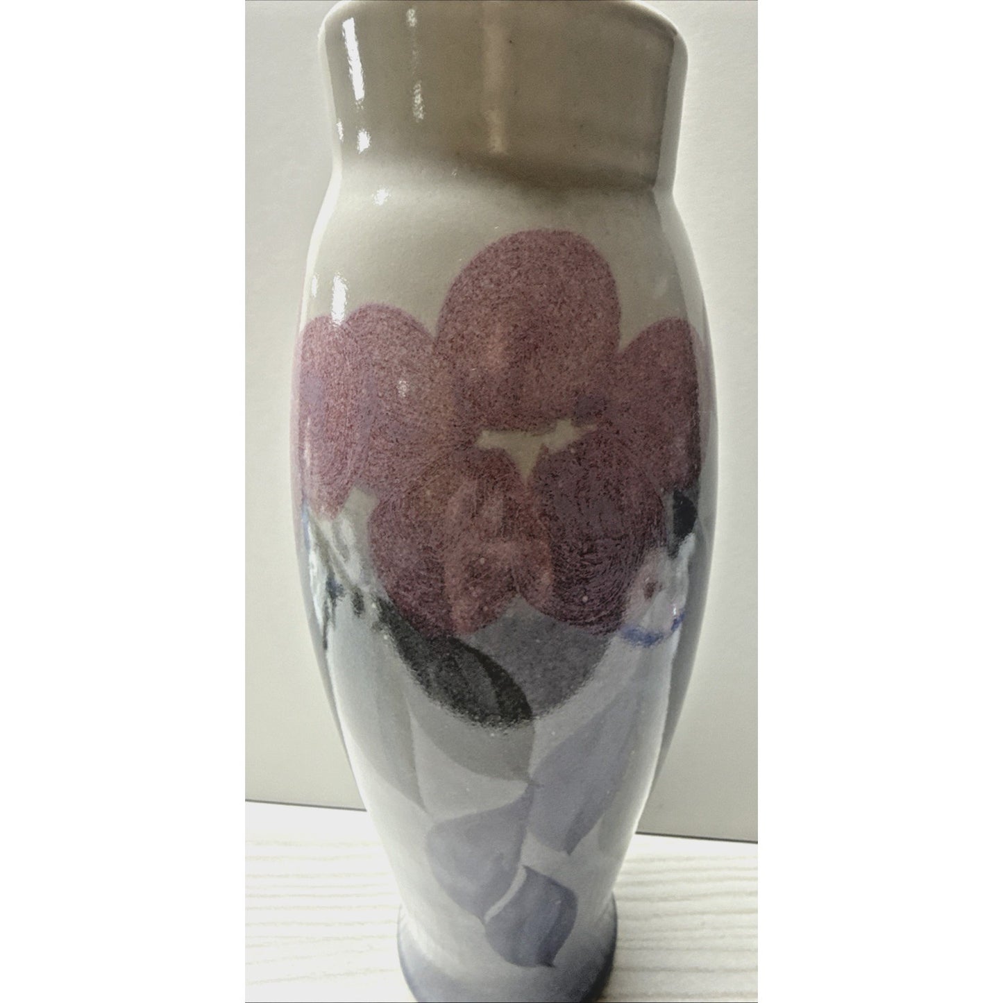 Vintage Leila Lei La Studio Art Pottery Nouveau Style Hand Painted Vase Floral