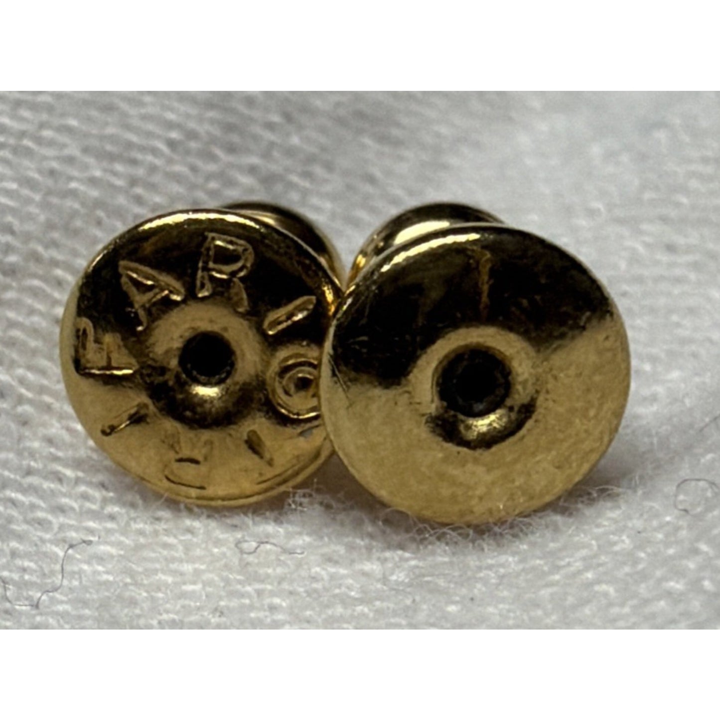 Vtg Crown Trifari Gold Plated Asian Inspired Round Earrings Longevity Post Stud