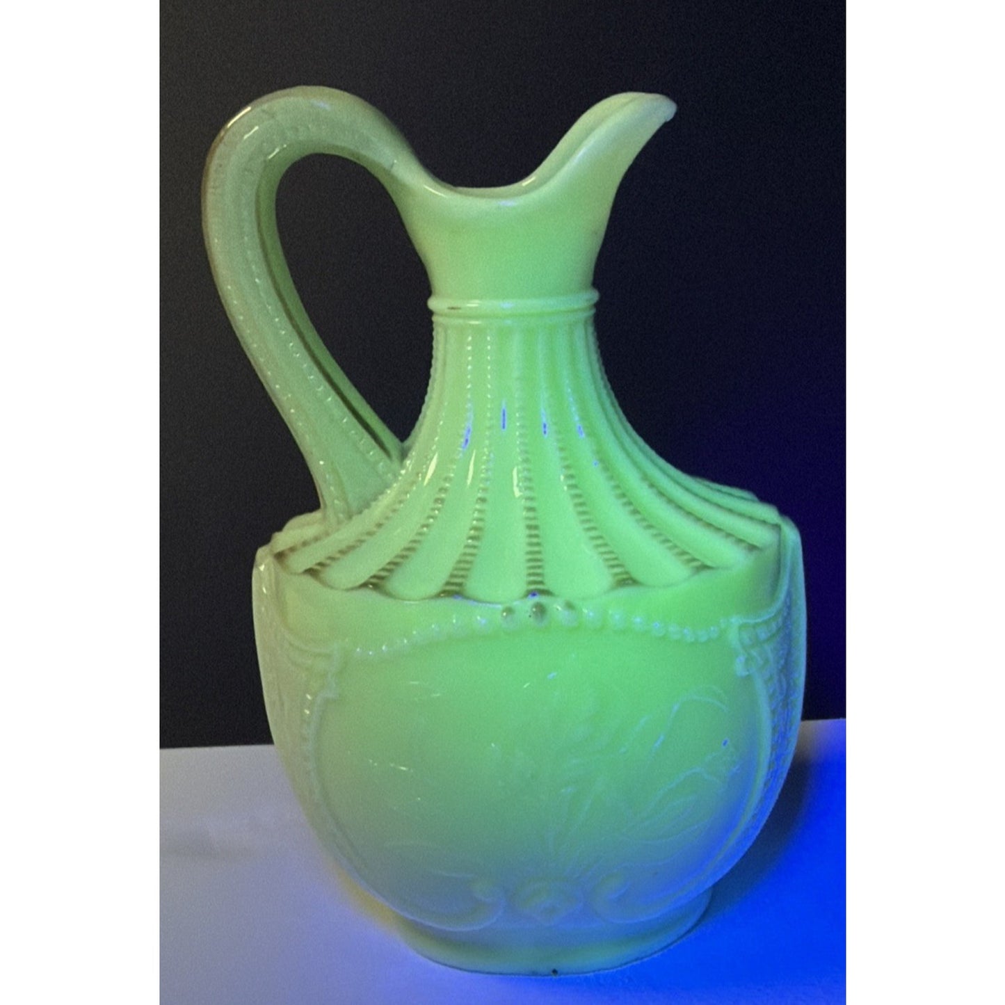 EAPG National Northwood Glass Iris Wild Bouquet Custard Uranium Cruet No Stopper