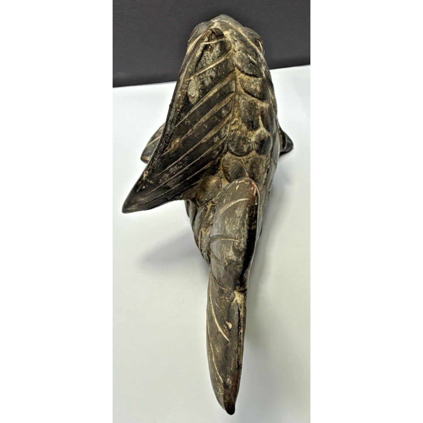 Vintage Asian Inspired Terra Cotta Clay Koi Carp Fish Sculpture Vase As Is