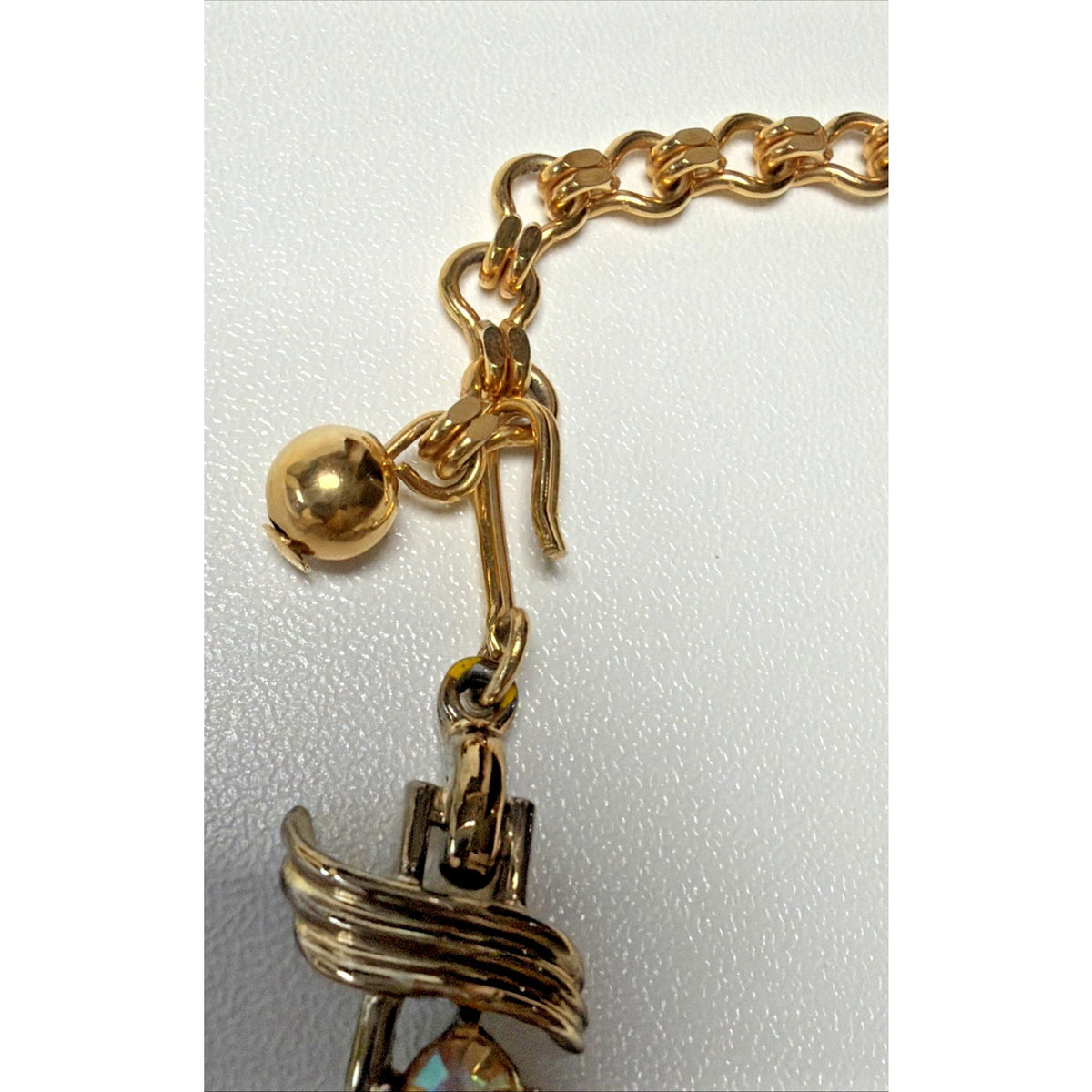 Vintage Aurora Borealis Crystal Choker Link Gold Tone Necklace Adjustable As Is