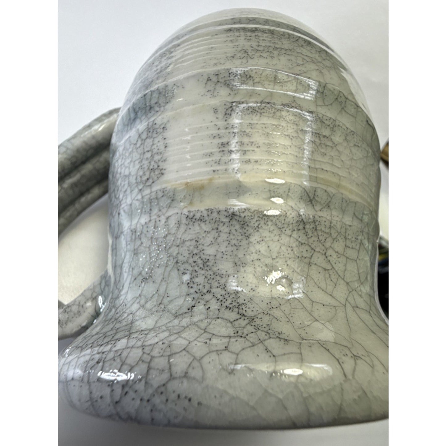 L Taylor Studio Art Pottery Large Celadon Green Crackle Glaze Mug Banded