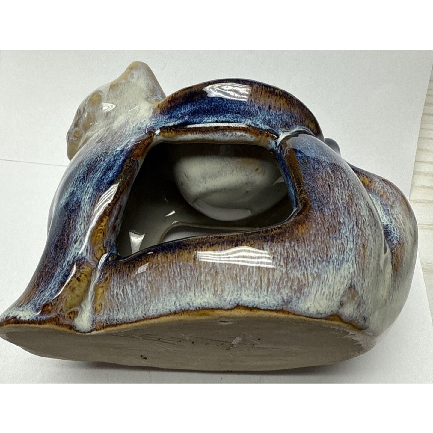 North Eagle Pottery Wall Glazed Folk Art Cat Vase Candle Holder Wax Warmer