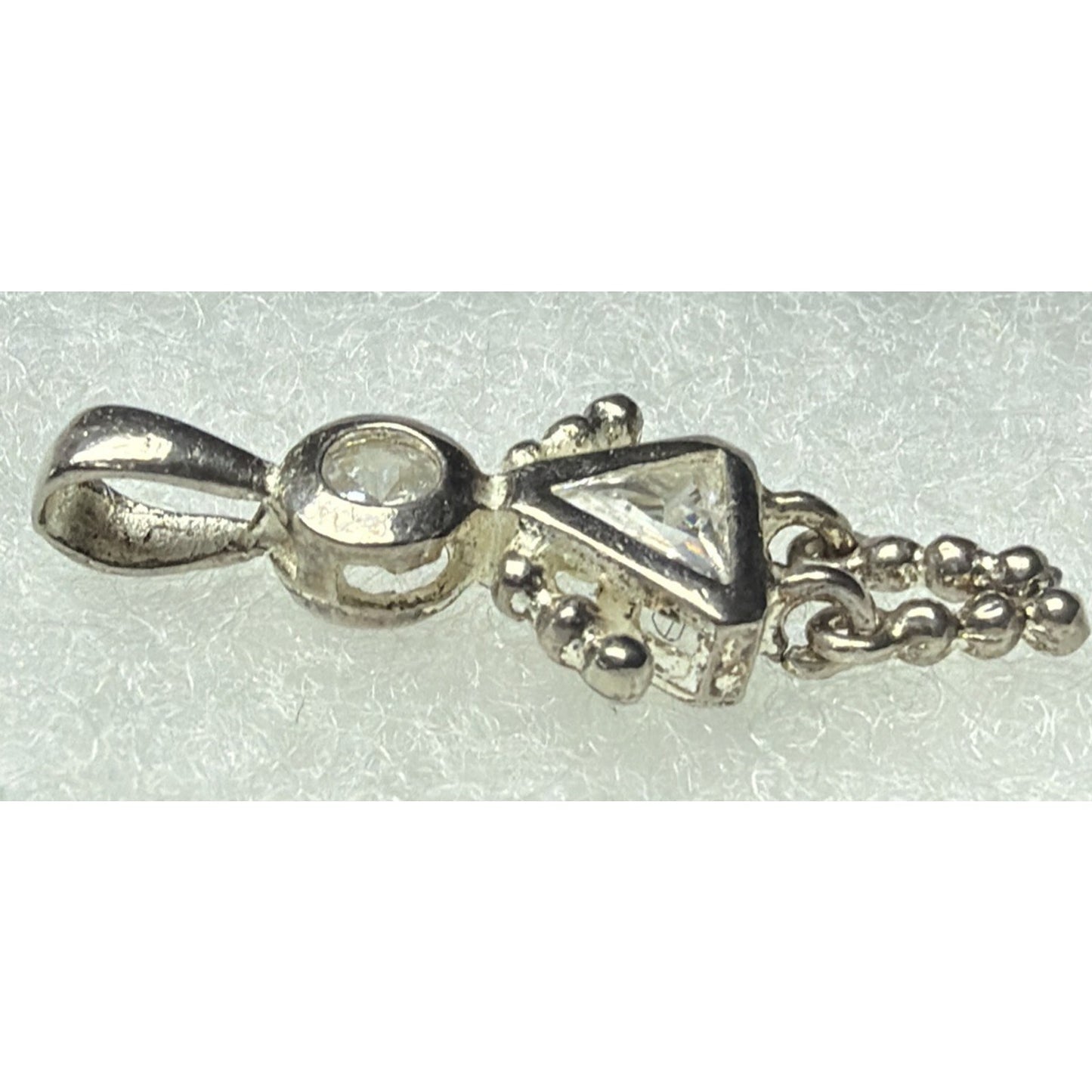 925 Sterling Silver White CZ April Birthstone Girl Articulated Charm Pendant