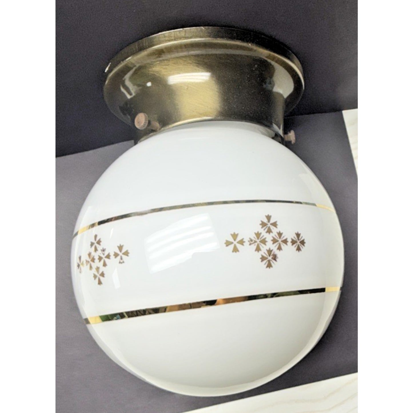 MCM Flush Mount Lamp Globe Gold Ring Atomic Cross Star Gold White Hanging Light