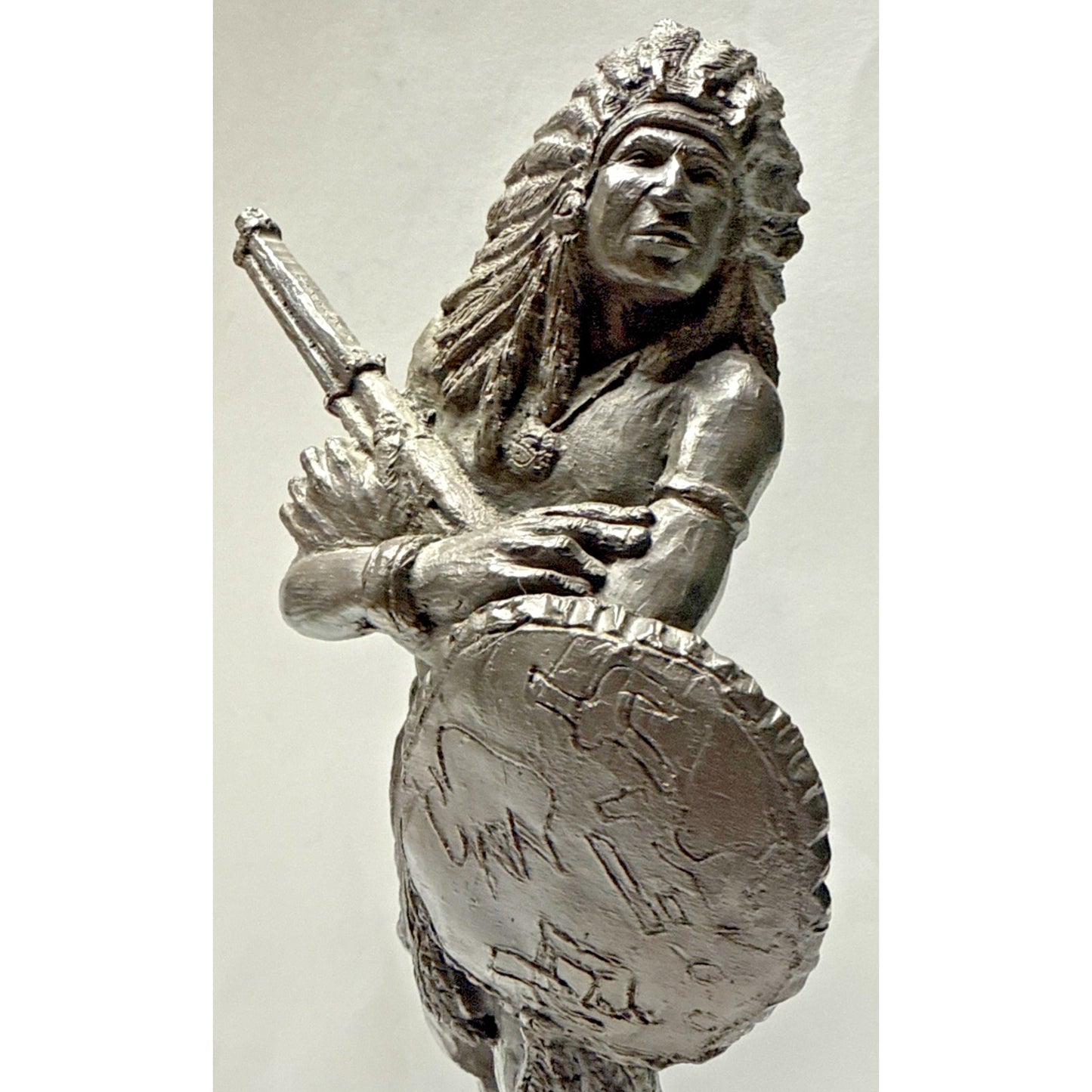 Vintage Michael Garman Sculpture 048 Bronzetone Chief Native Signed As Is