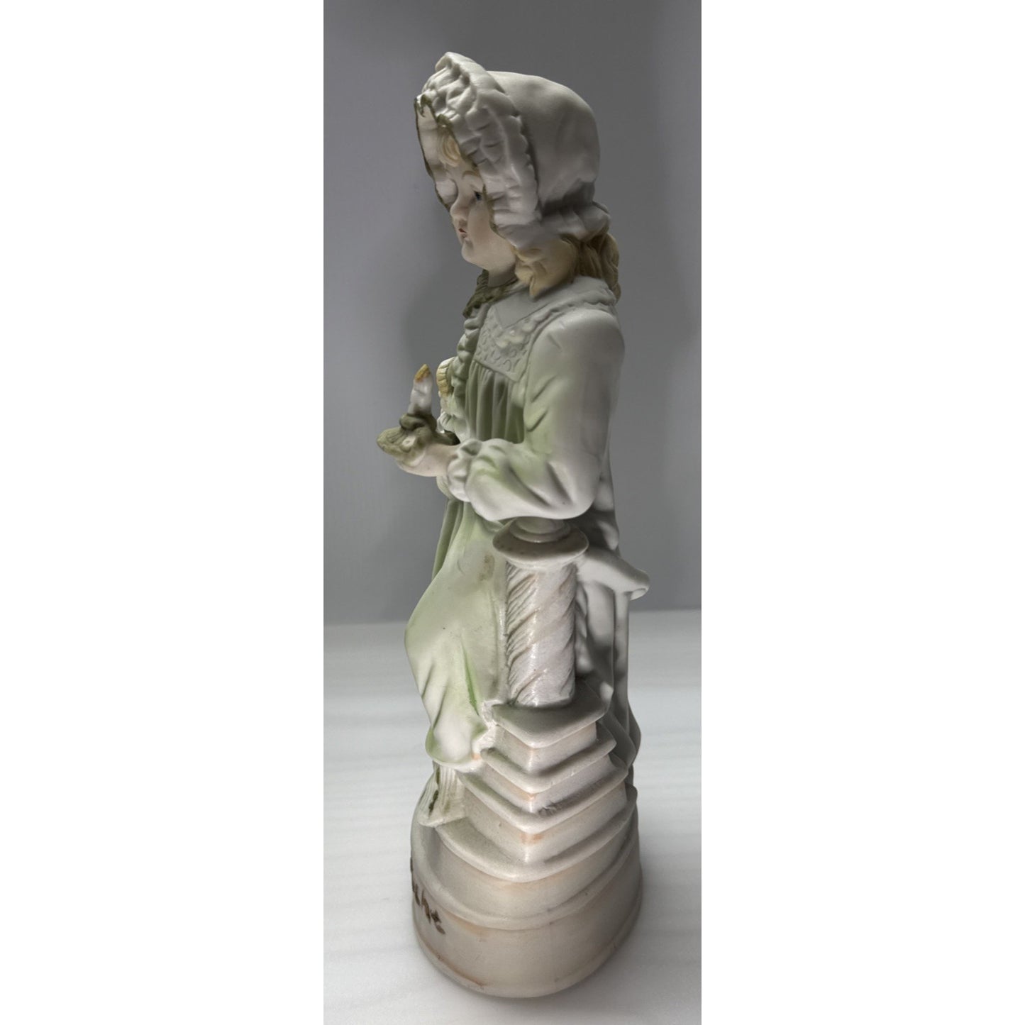 Vtg Pair Germany Bisque Porcelain Figurines Good Night Morning Boy Girl Puppy