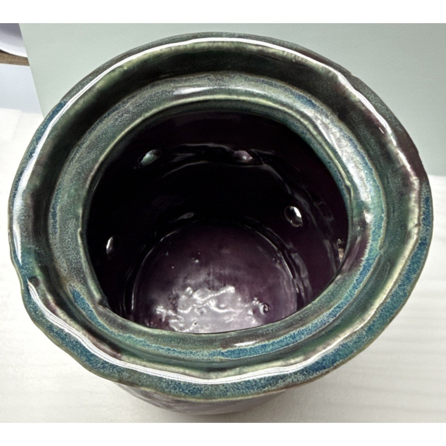 Studio Art Pottery Garlic Keeper Jar Canister Figural Lid Drip Glaze Signed