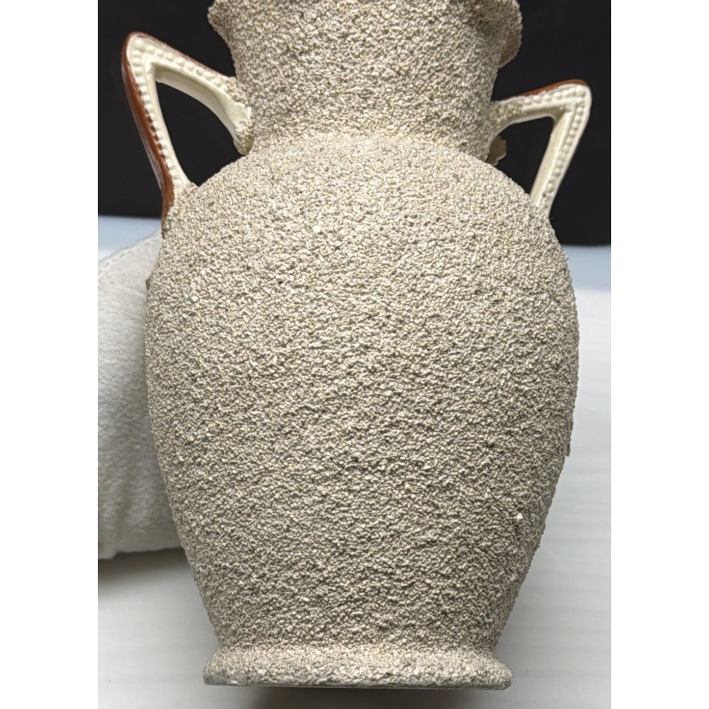Antique English Majolica Barbotine Sand Pottery Vase Flowers Amphora As Is