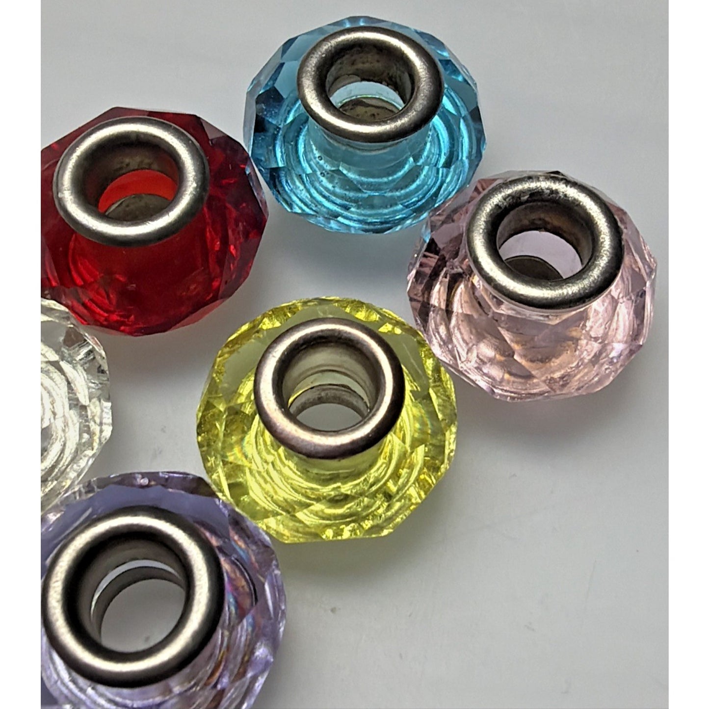 Lot of 6 Birthstone Faceted Bead Charms Spacers As Is