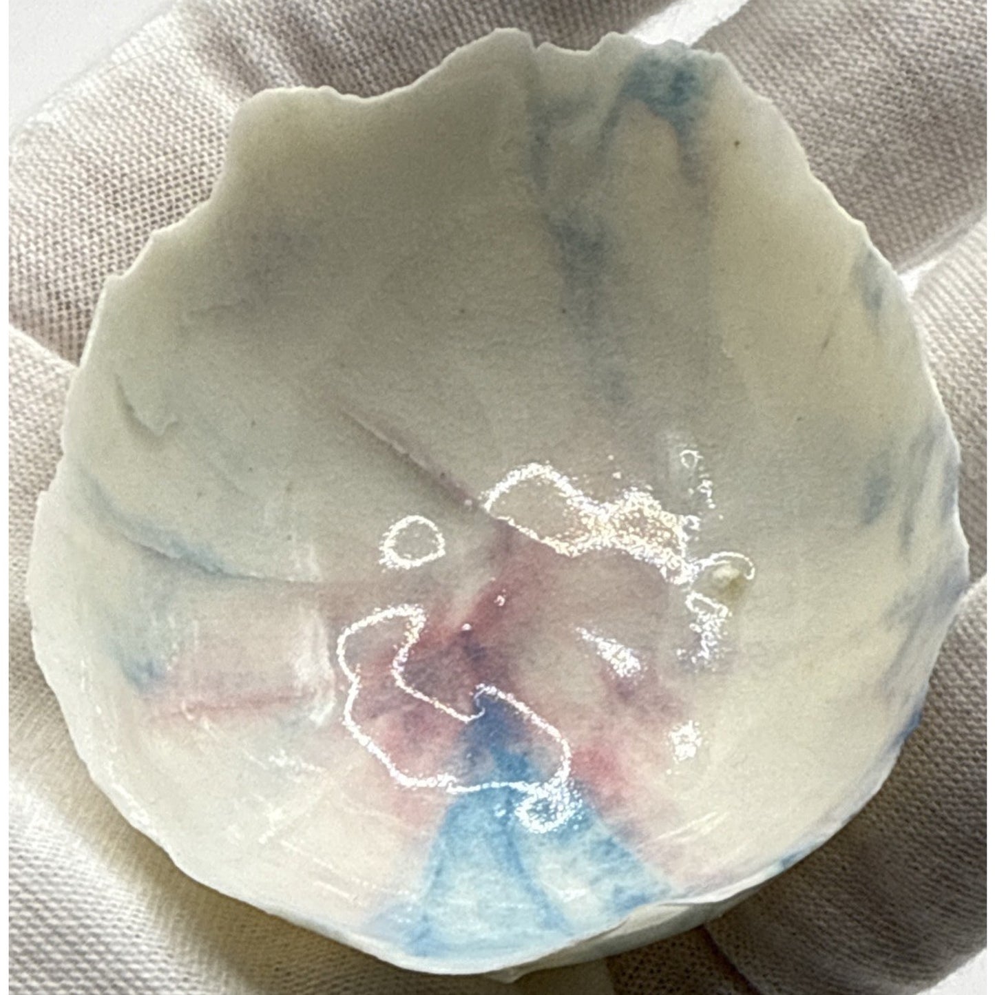 Peter Clark Pottery Fairy Dish Bowl New Zealand Porcelain Rough Edge As-Is