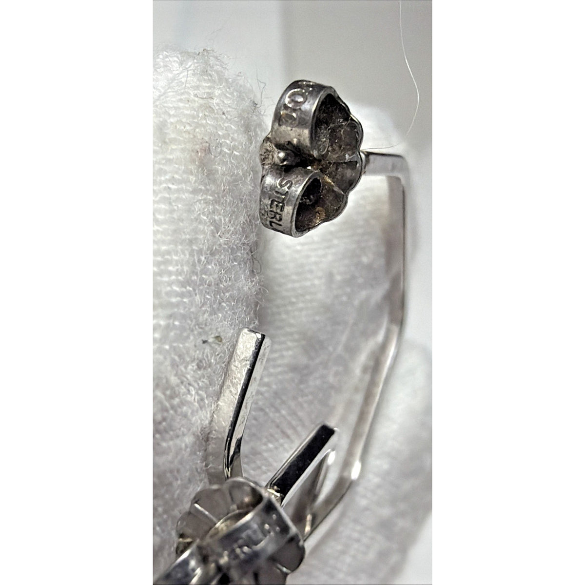 Vintage Avon Sterling Silver Hexagon Hoop Earrings Post