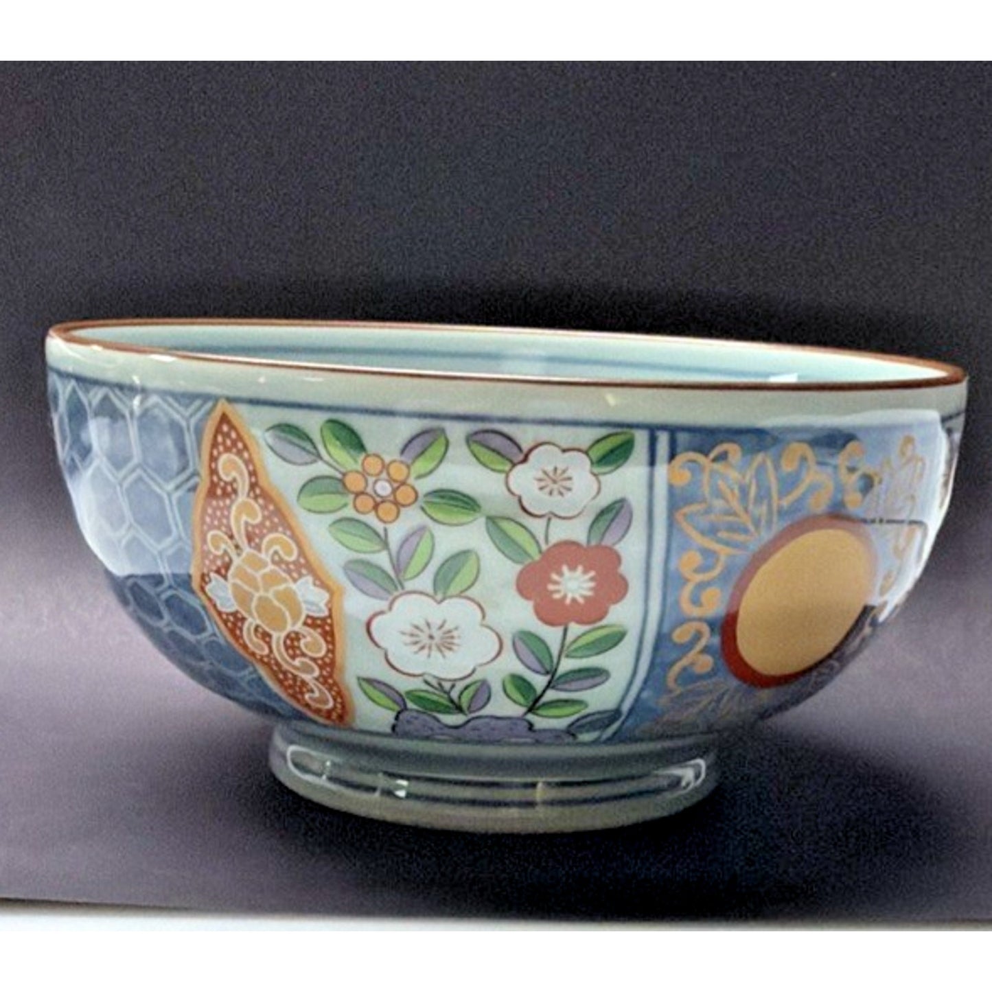Arita Ware Nishimine Japan Bowl Painted Porcelain Floral Marked