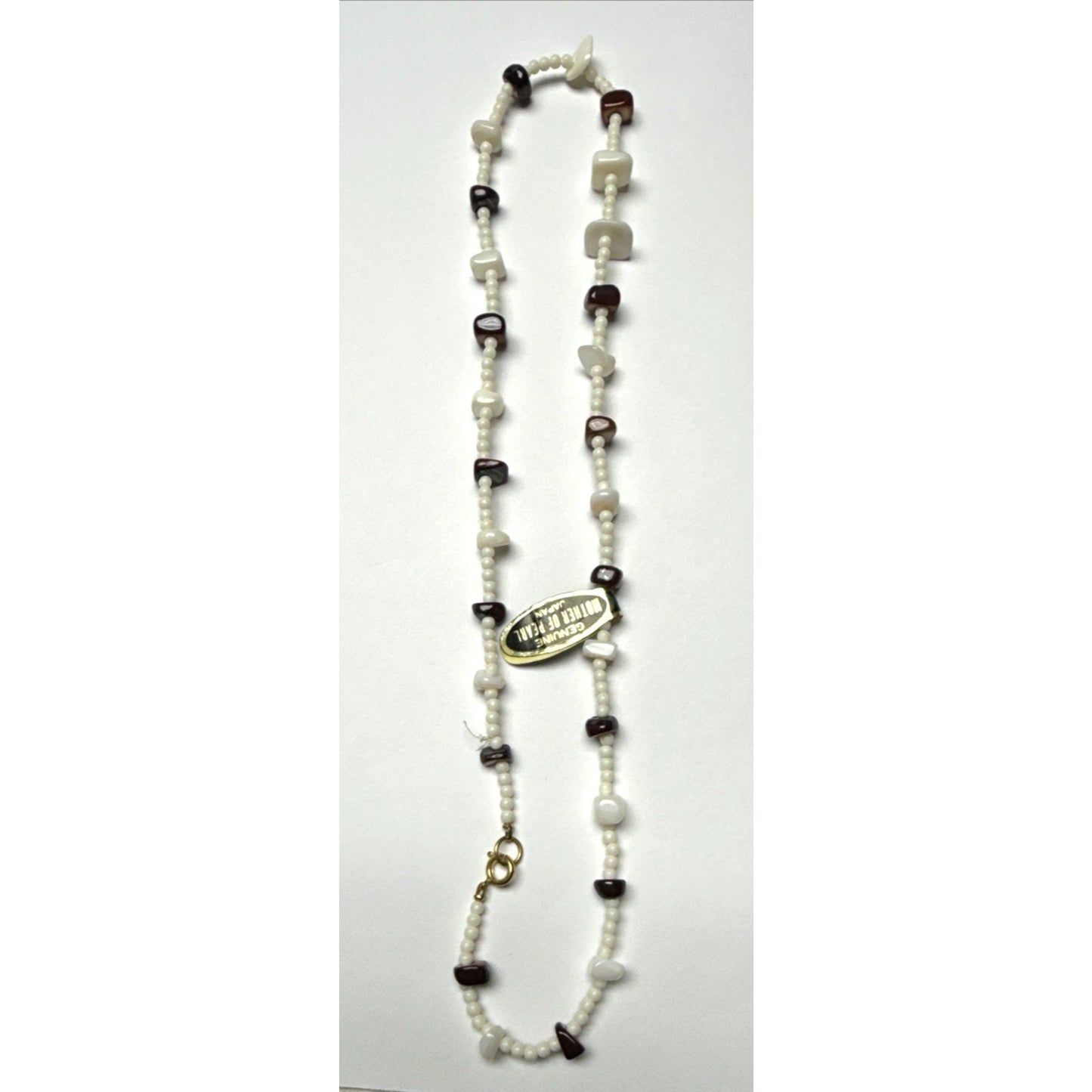 Vintage Mother of Pearl Strand Necklace Beaded Tags