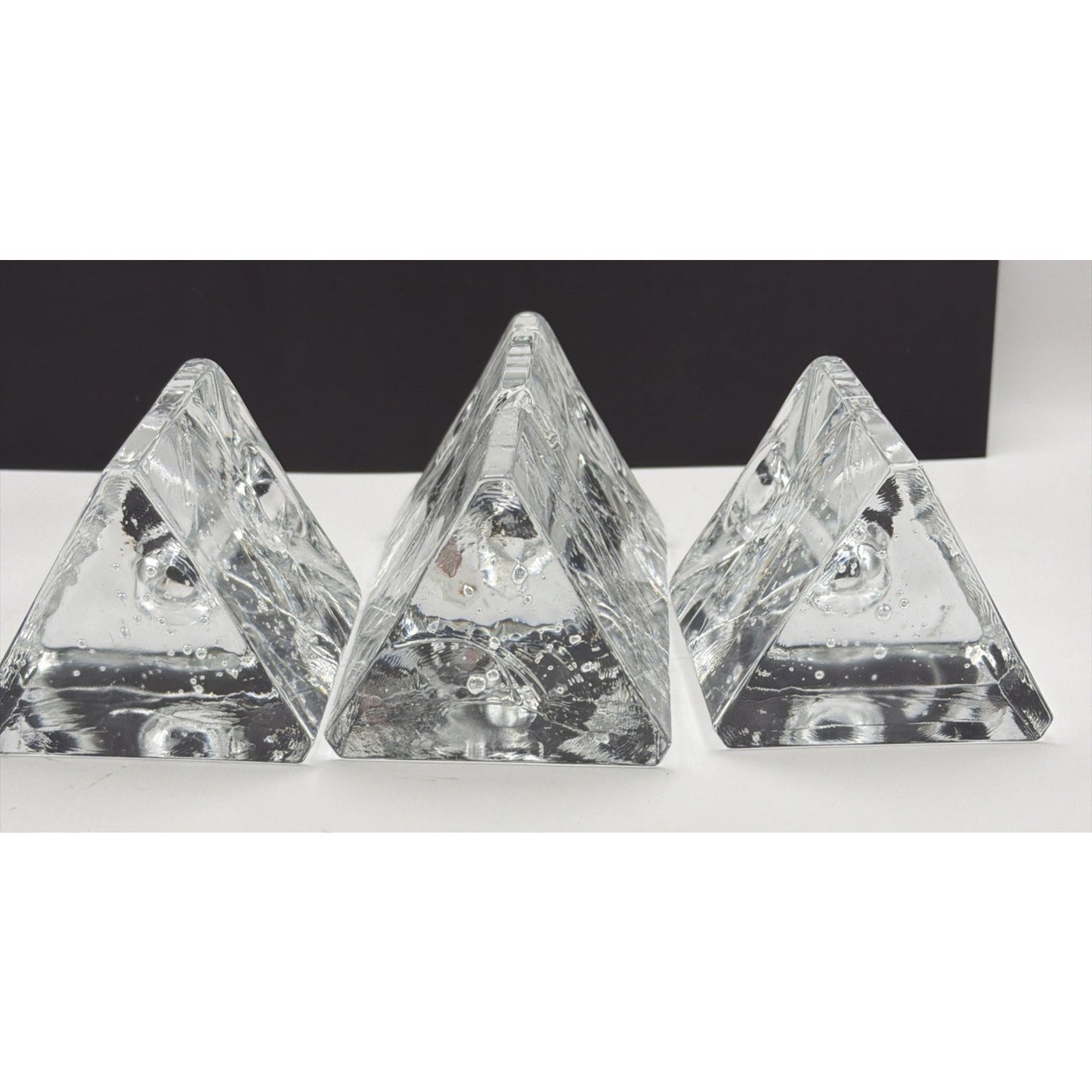 MCM Lot of 3 littala Timo Sarpaneva Arkipelago Ice Glass Candle Holders Finland