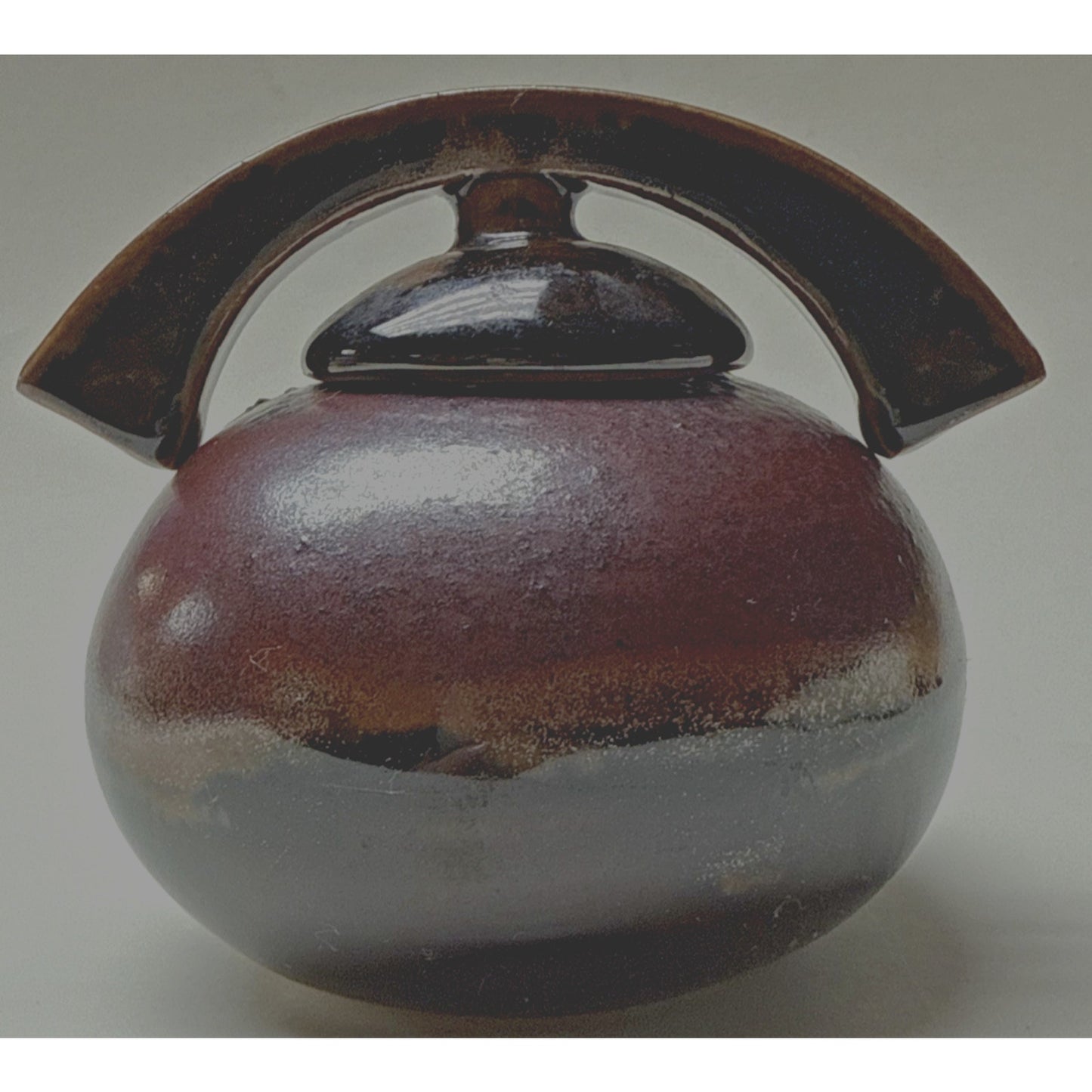 Modern J Wells Studio Art Pottery Stoneware Urn Handle Sugar Jar Covered As-Is