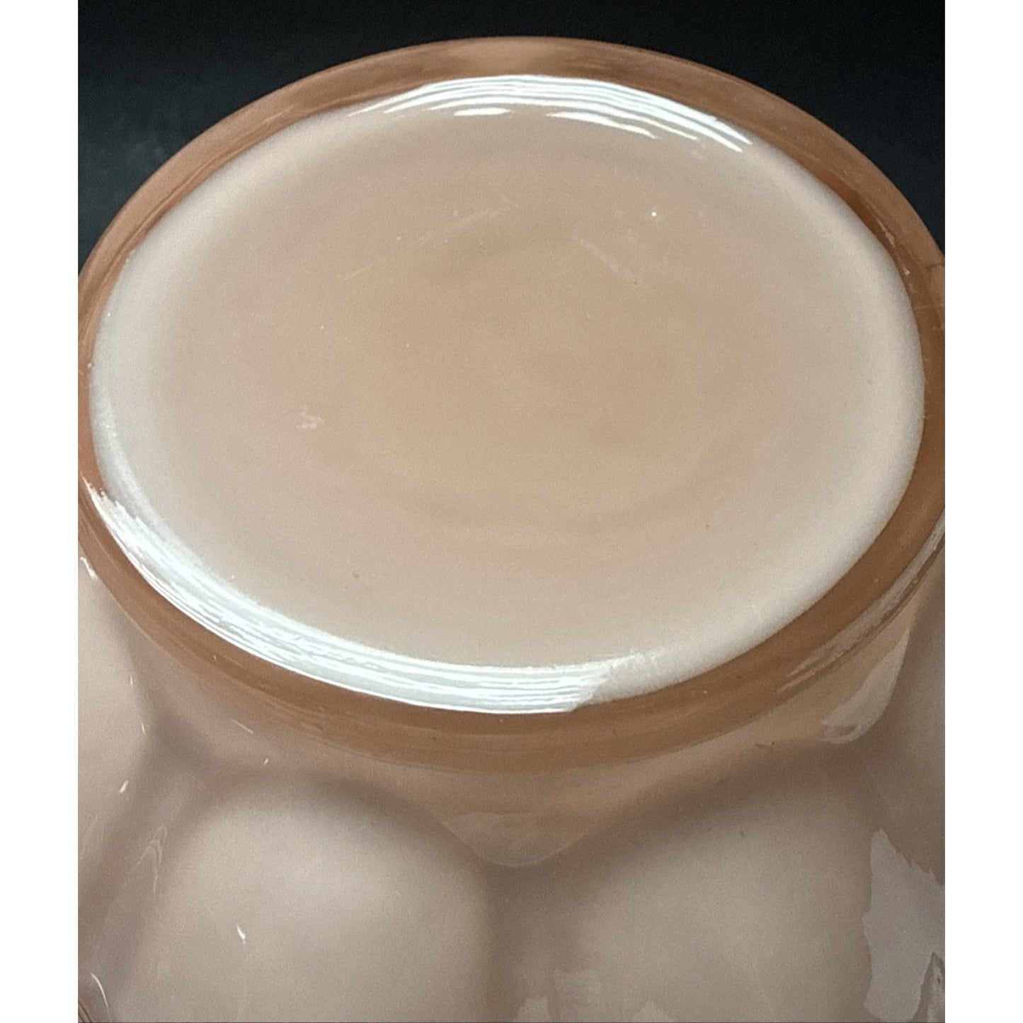 Vintage Fenton Glass Rose Overlay Pink Melon Bowl Crimped Wavy Edge