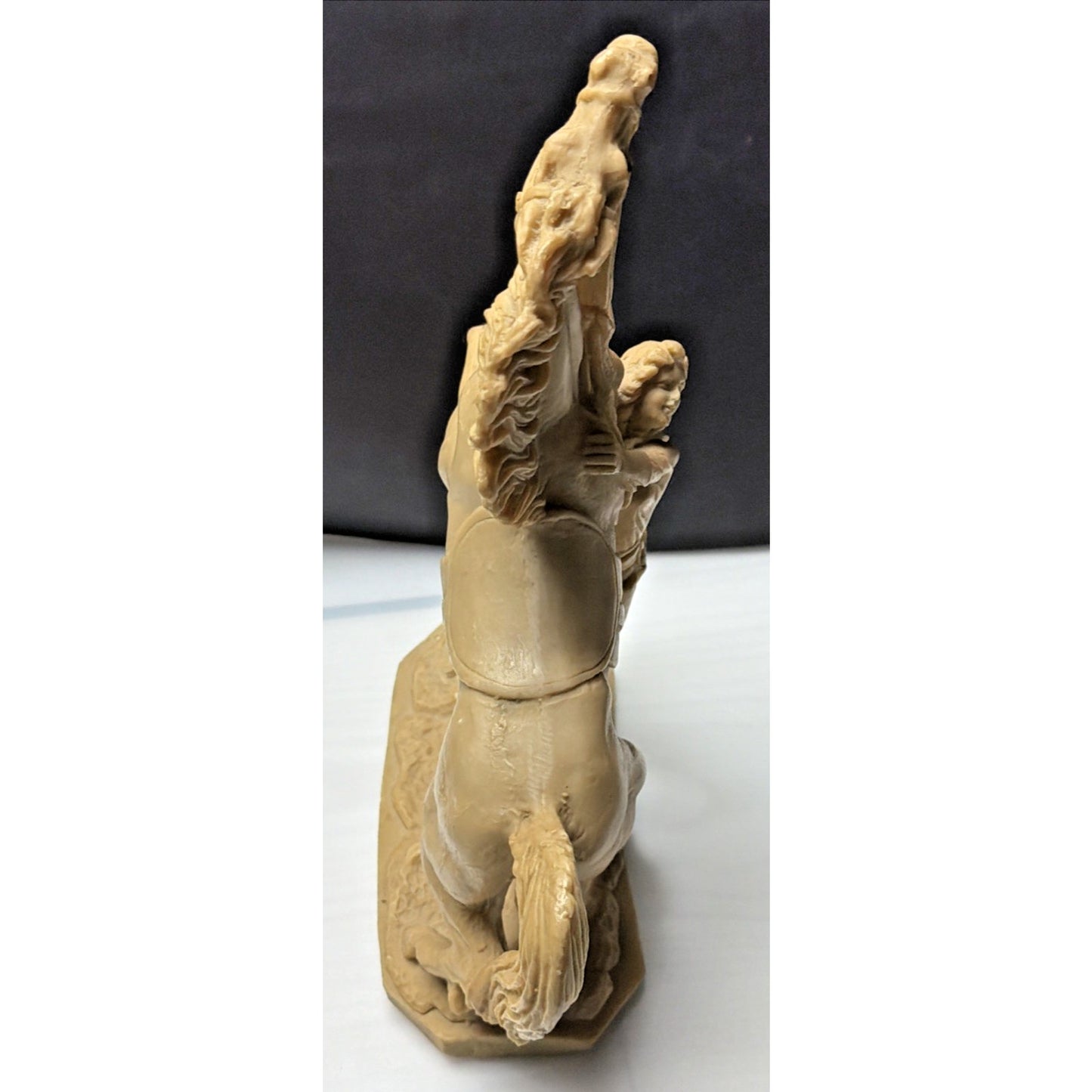 Vtg Italian Horse Sculpture Cowgirl Woman Domatrice Alabaster Composite Carving