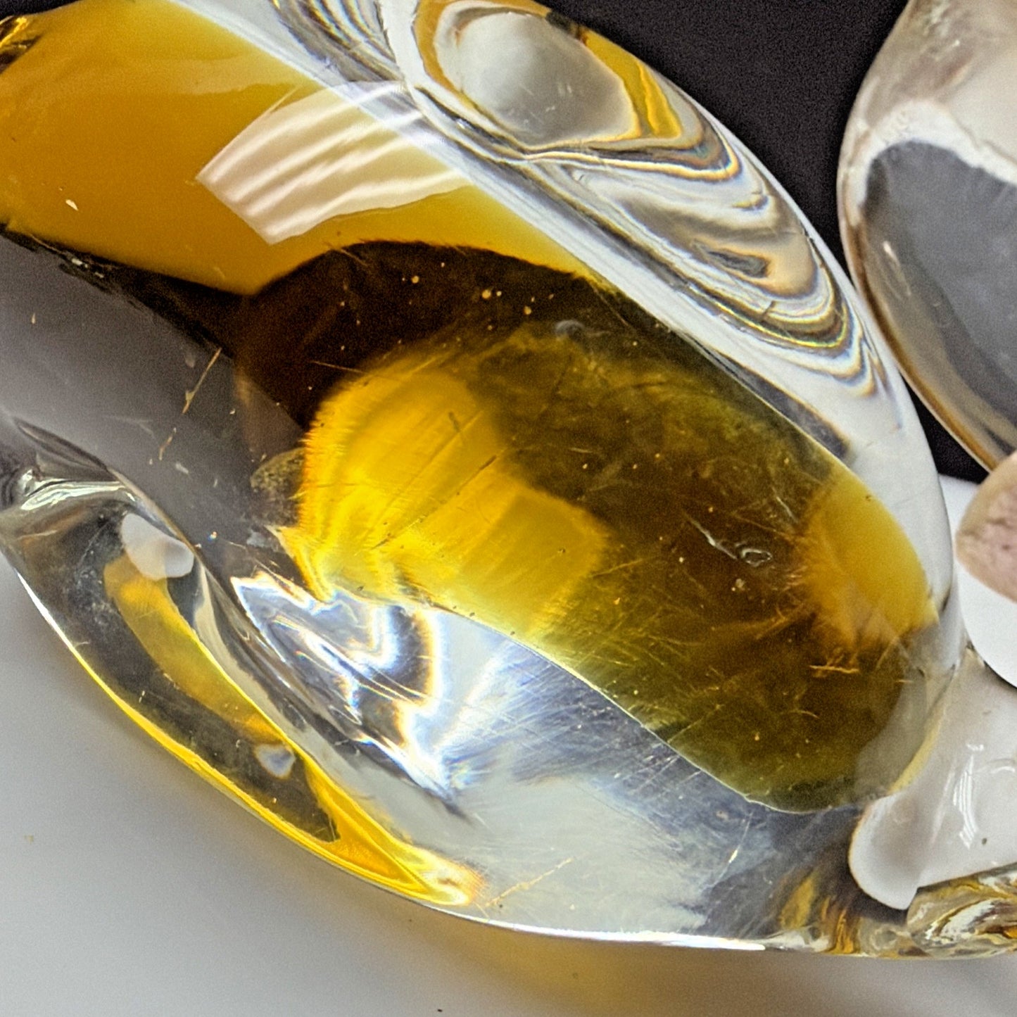 Vintage Pilgrim Art Glass Handblown Cased Amber Clear Whale #954 As Is