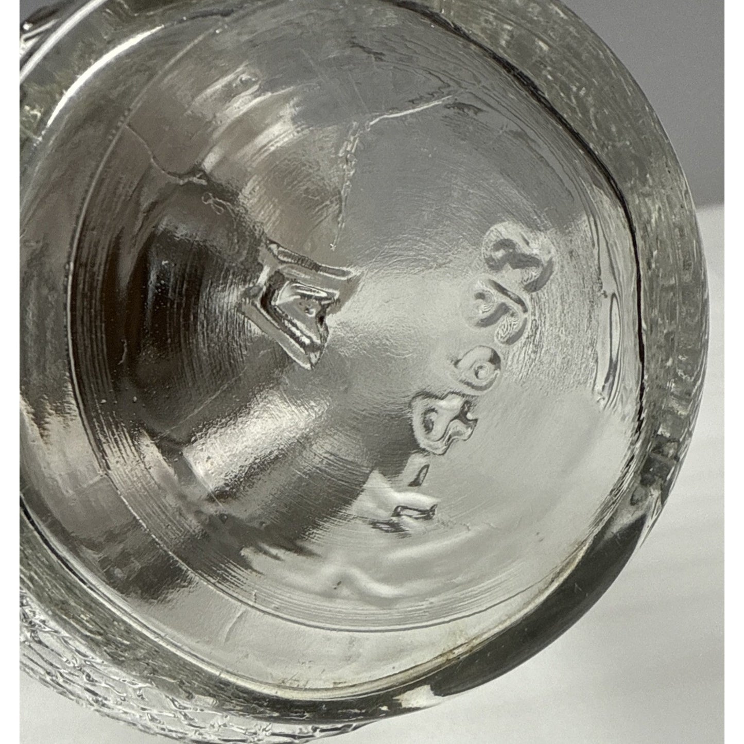 Vtg Hazel Atlas Textured Glass Double Handle Bottle Jar Textured Band 7-K-4693