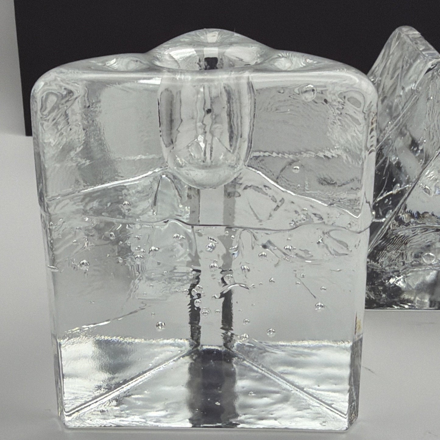 MCM Lot of 3 littala Timo Sarpaneva Arkipelago Ice Glass Candle Holders Finland