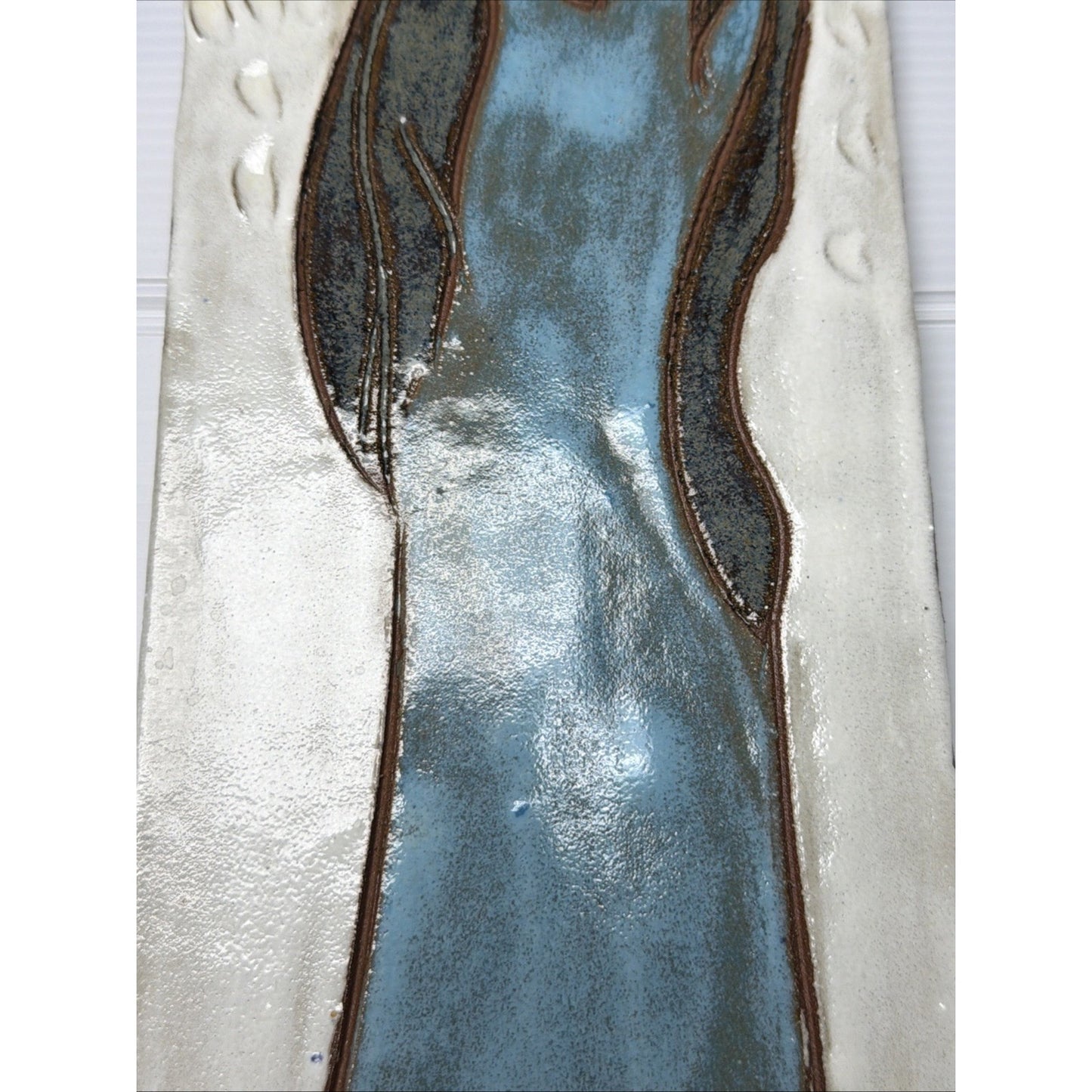 MCM Ninnie Forsgren Bromma Keramik Sweden Angel Wall Plaque Clay Painted 19.5"