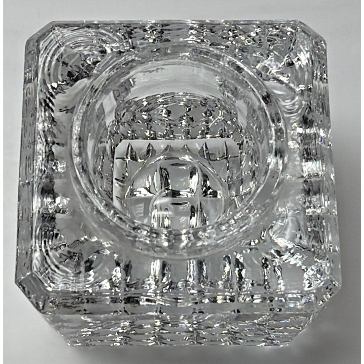Antique Early American Glass Inkwell Pebbled Bottom Textured Block Lip