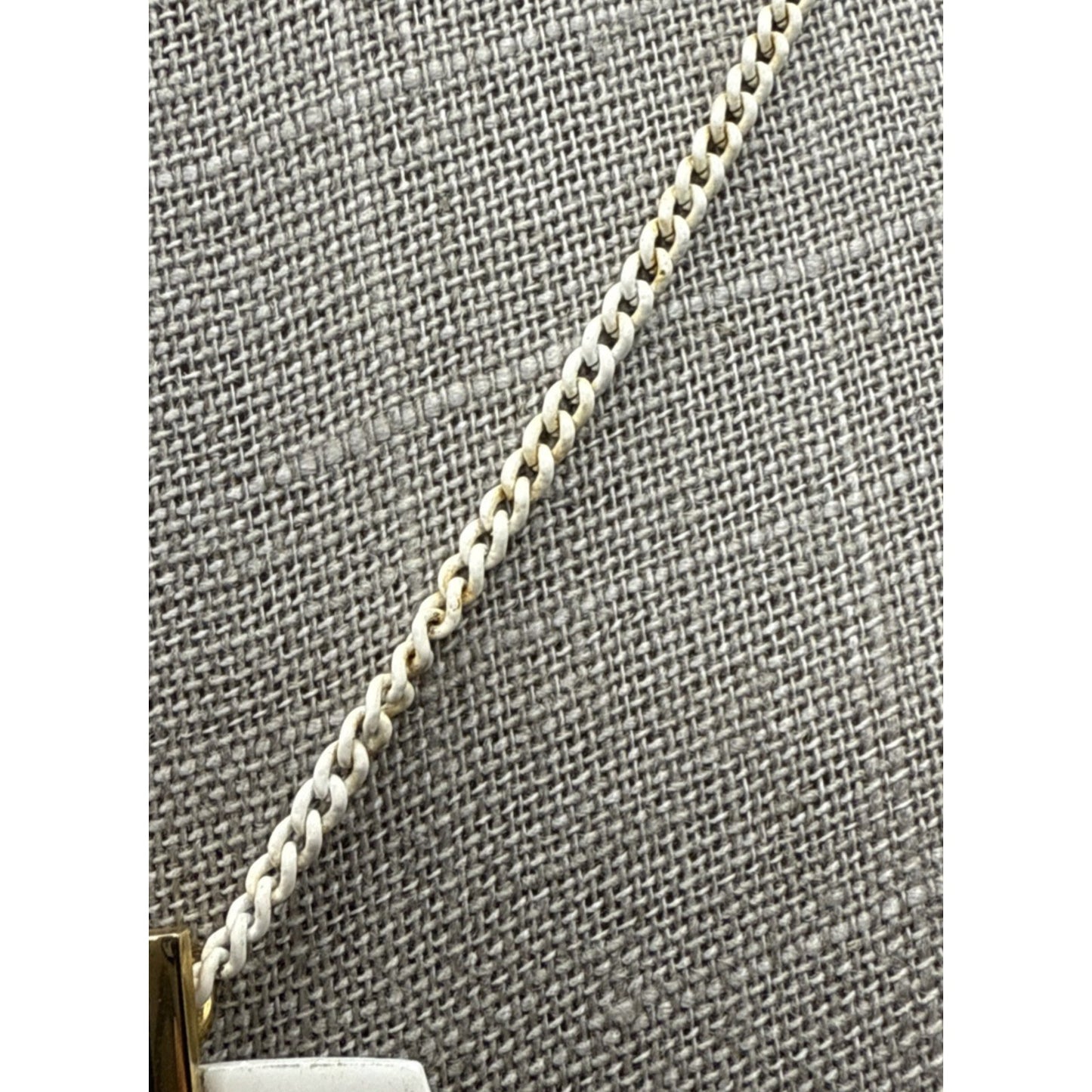 Vintage Crown Trifari Modernist White Enamel Necklace Pendant Gold Geometric