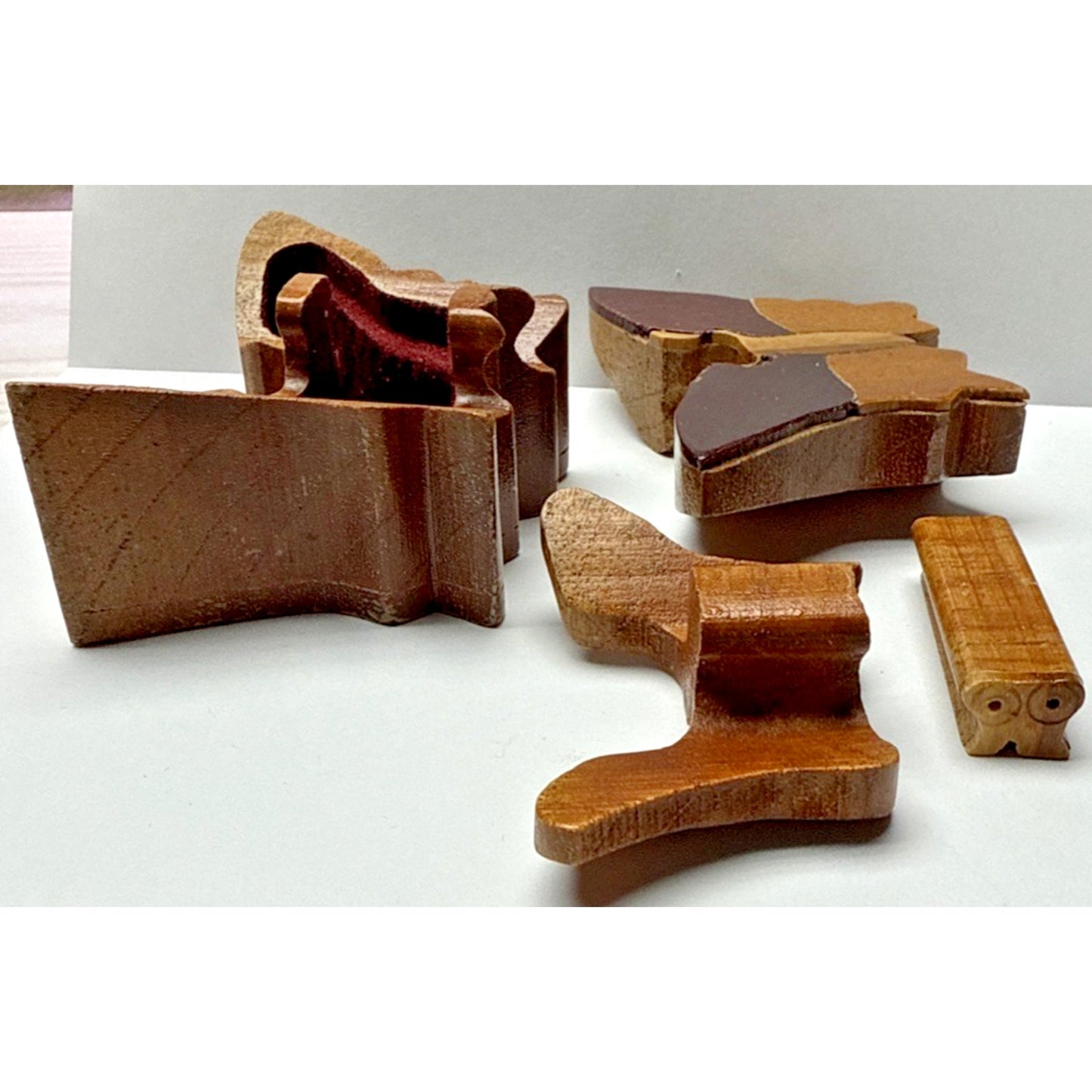 Vintage Butterfly Wood Carved Puzzle Box Trinket Jewelry Box As-Is