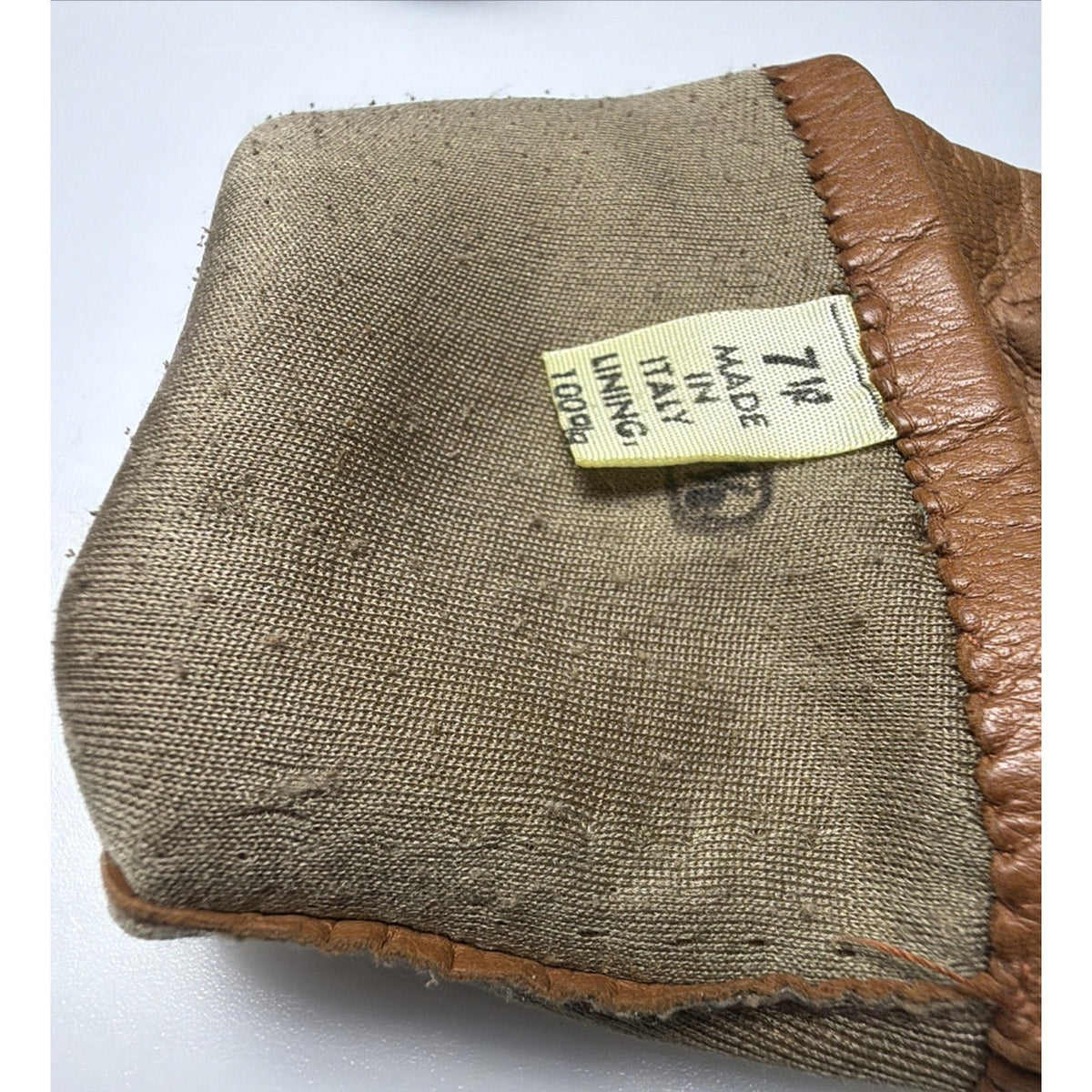 Vintage Womens Atkins Italy Caramel Leather Gloves Silk Lined As Is Sz 7.5 As Is