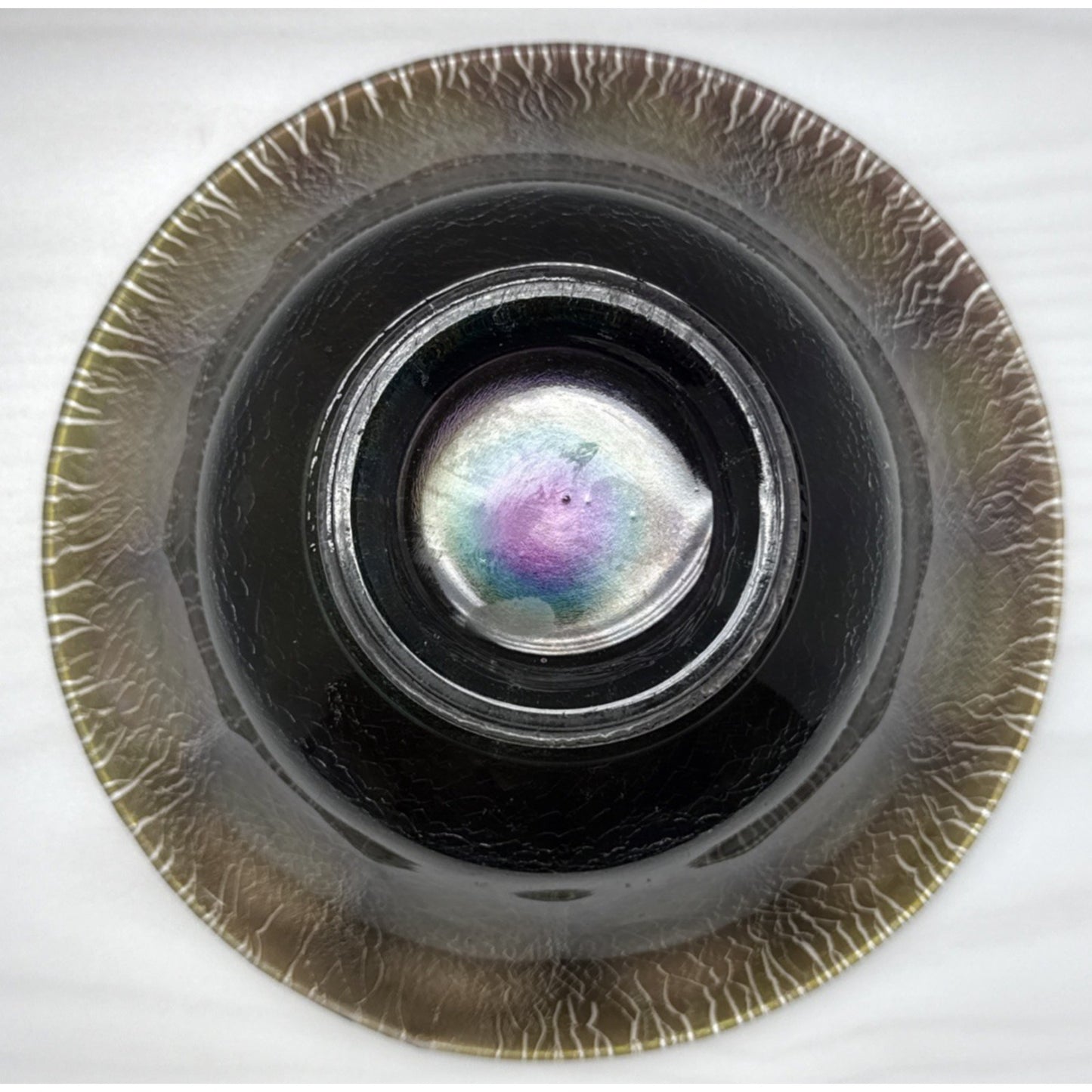 Vintage Imperial Glass Smoke Carnival Stretch Wide Panel Bowl Flare Rim As Is