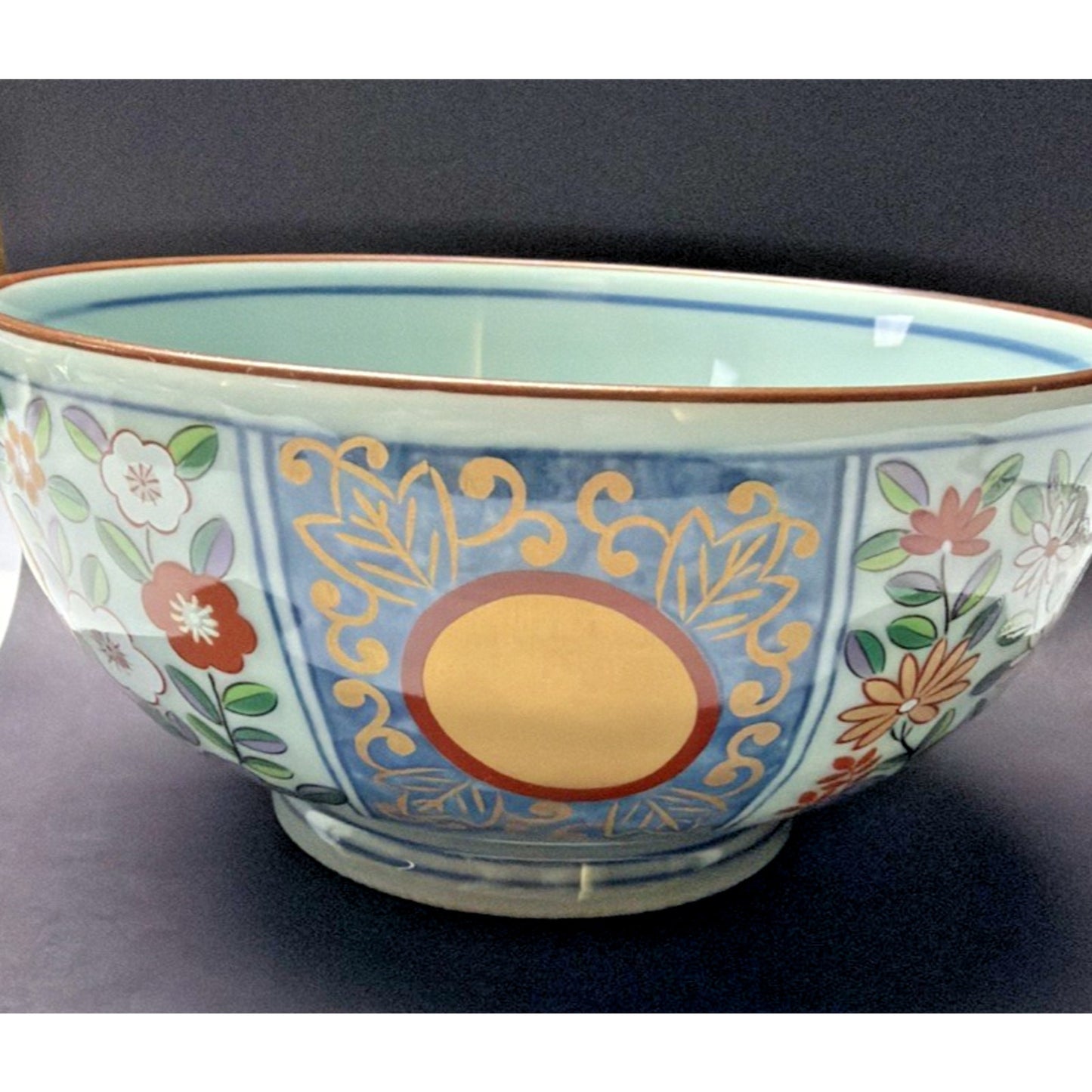 Arita Ware Nishimine Japan Bowl Painted Porcelain Floral Marked
