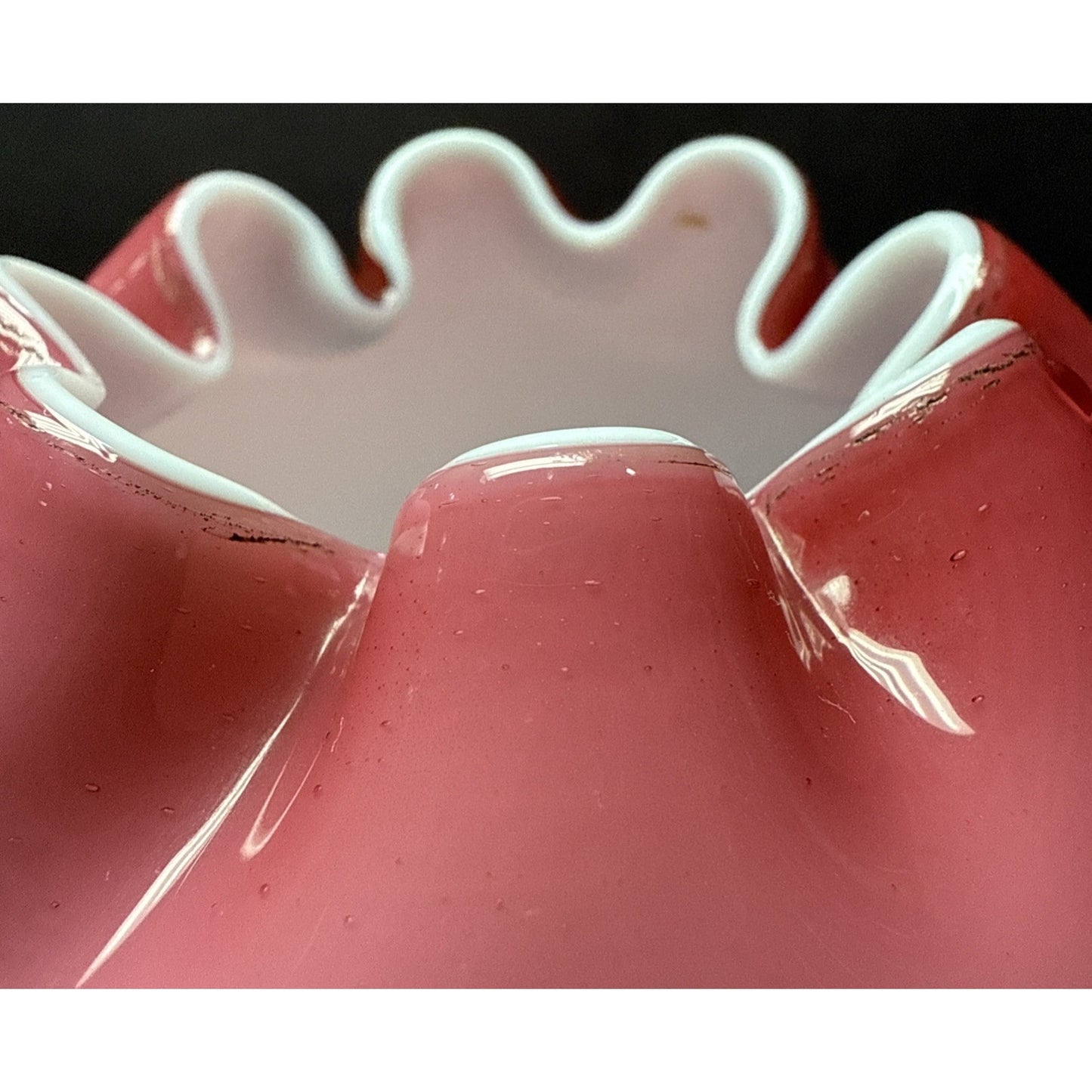 Victorian Stevens Williams Cased Peachblow Vase Crimped Edge Melon