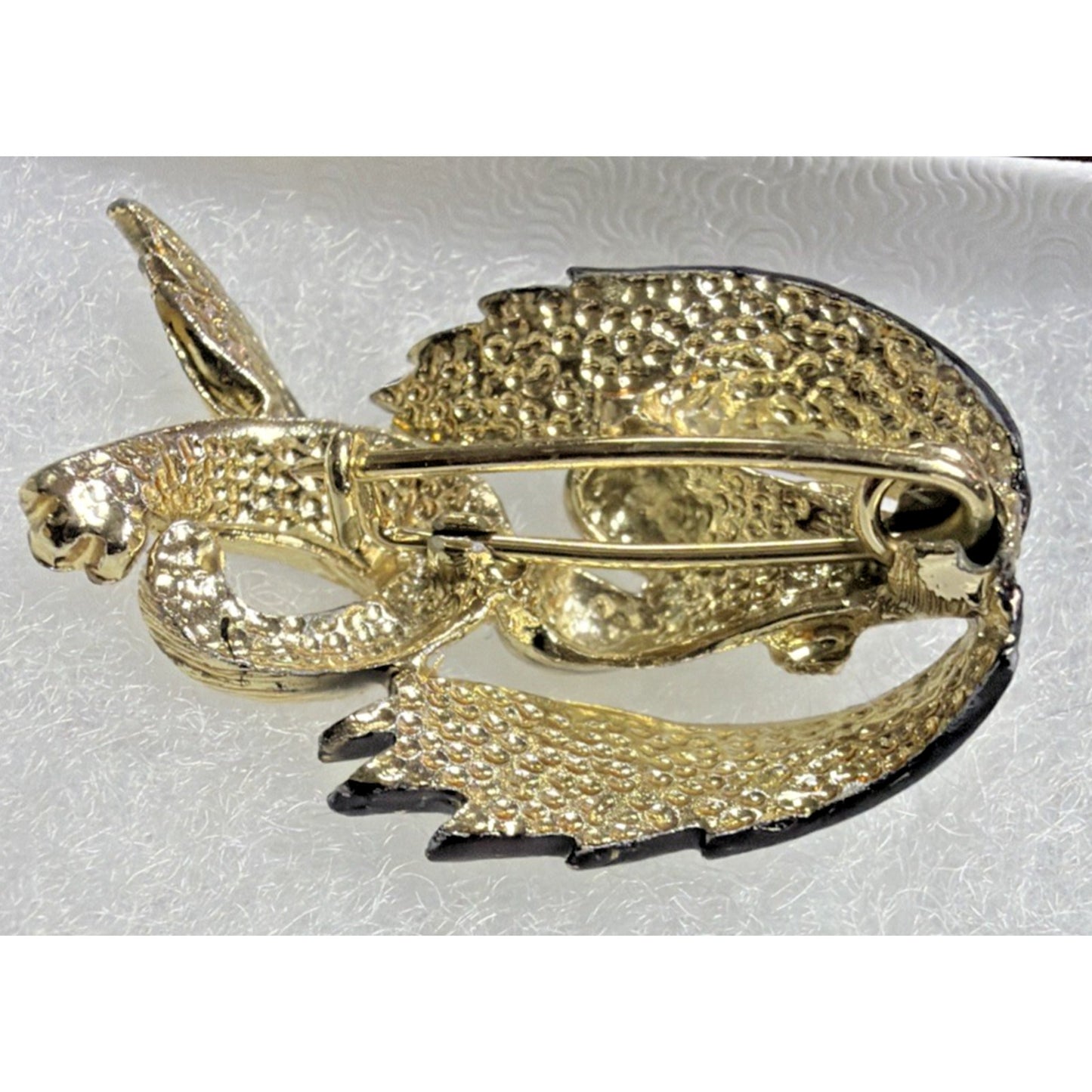 Vtg Gold Tone Metal Prancing Dancing Poodle Dog Brooch Polka Dot Painted Enamel