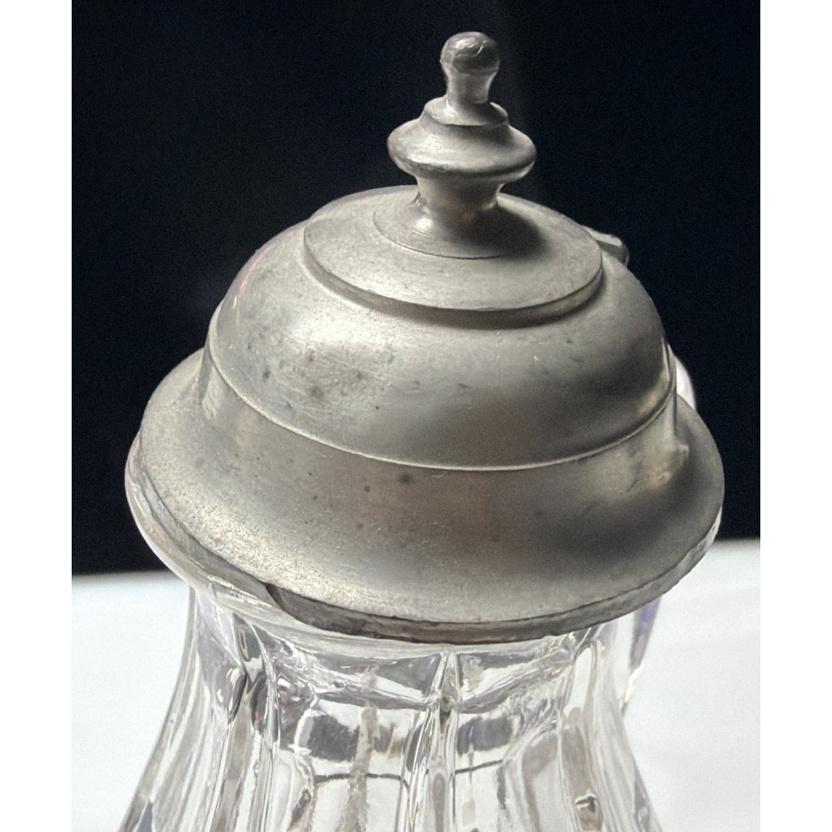 EAPG Unidentified Squares Molasses Can Syrup Dispenser Pewter Lid Spout