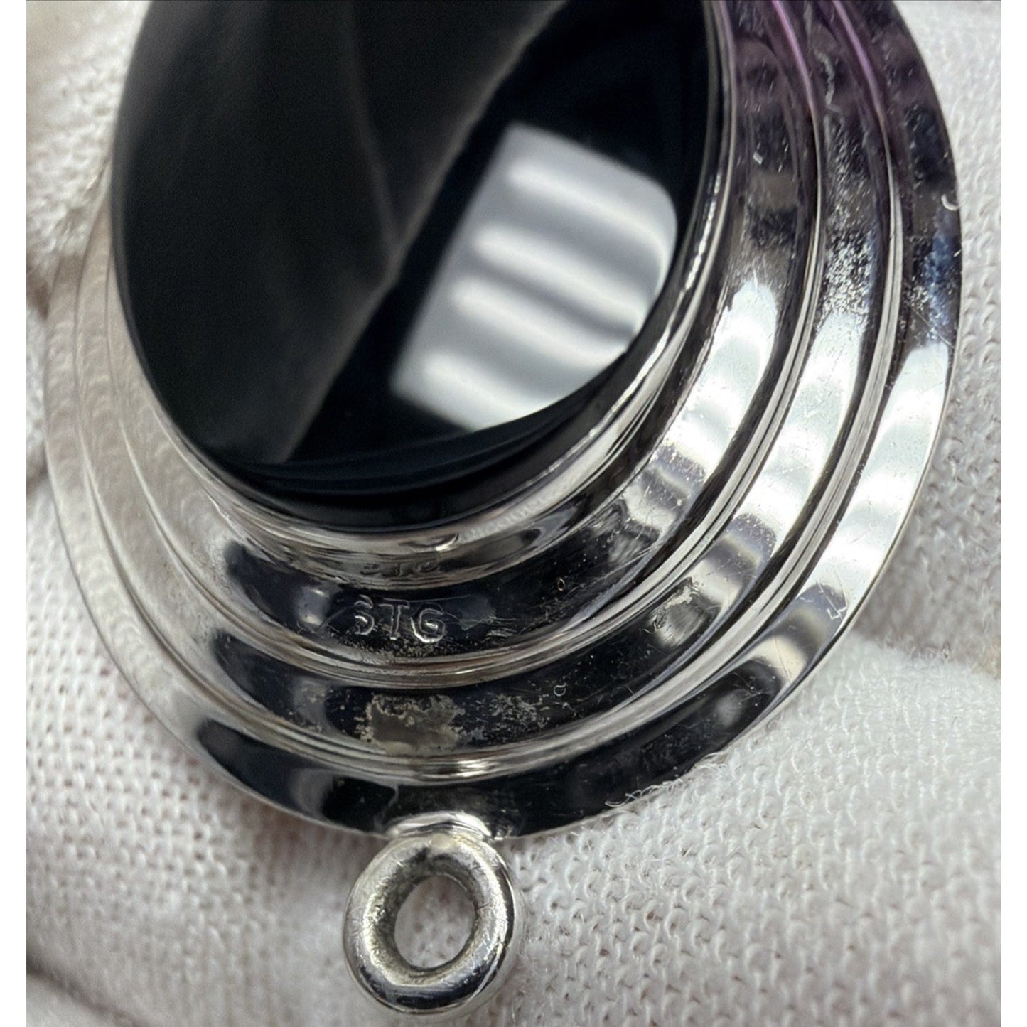 MCM A&Z Sterling Hayward STG Black Onyx Pendant Ribbed Read As-Is