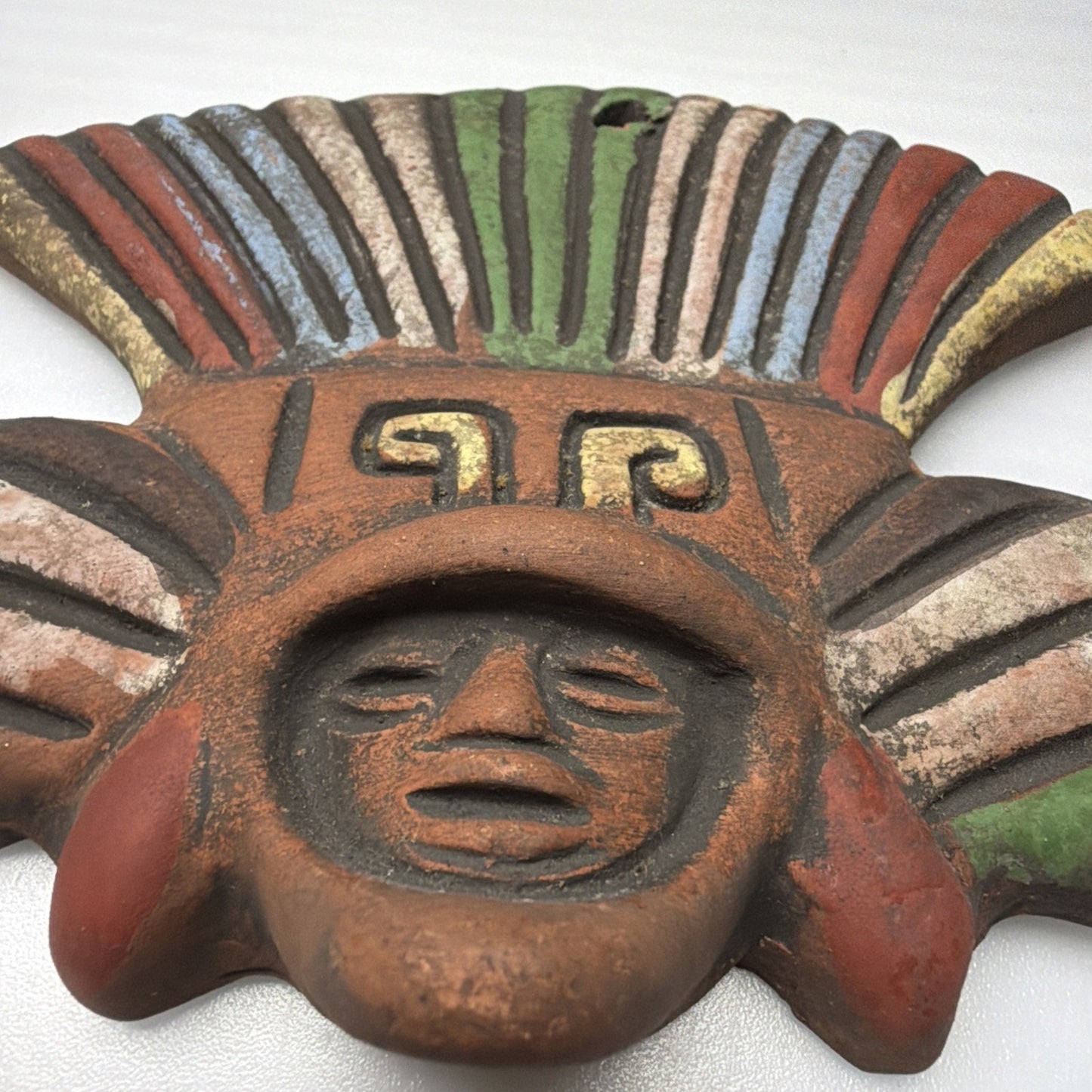 Vintage Lot of 3 Mesoamerican Terracotta Clay Mayan Aztec Warrior Wall Masks