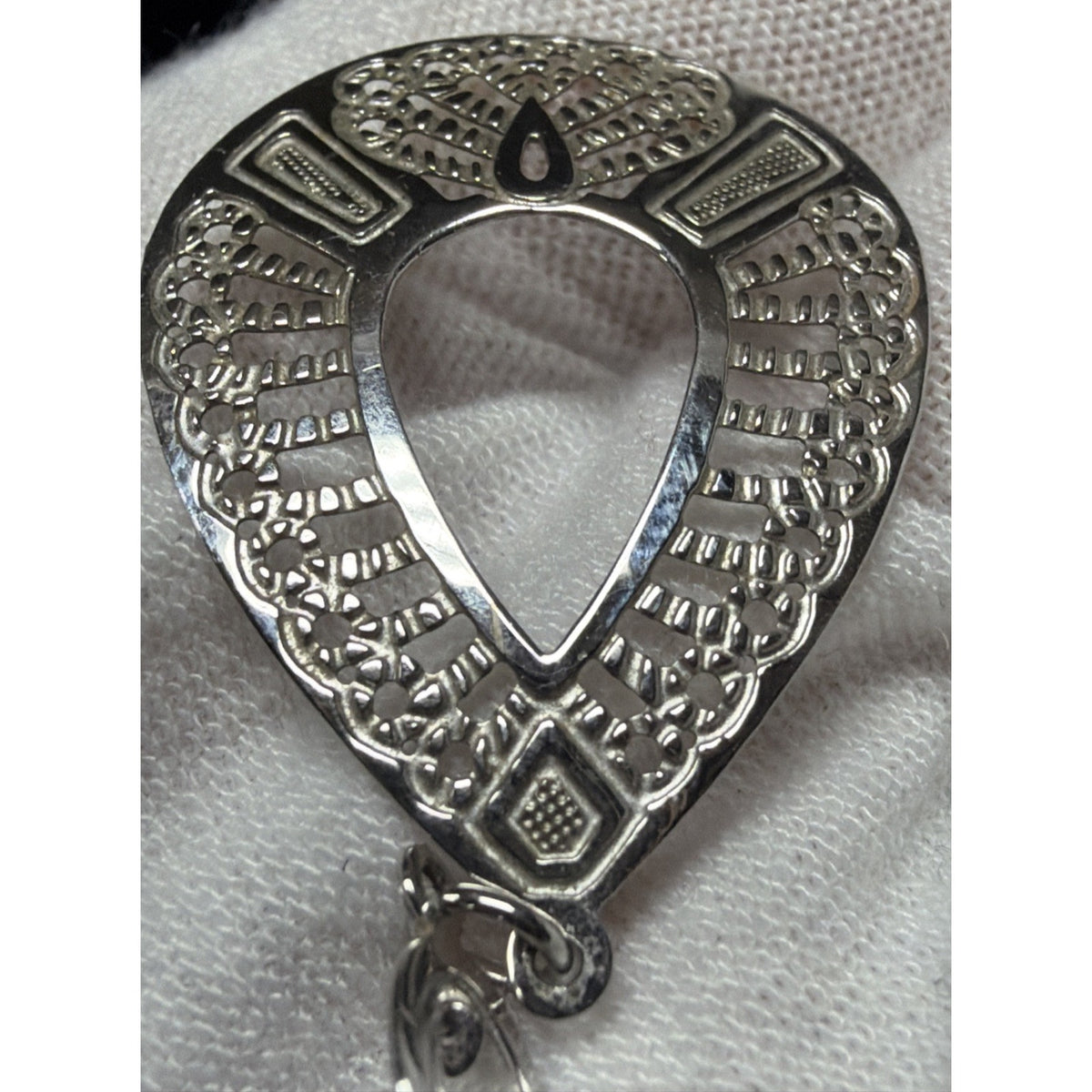 Vtg Ornate Sterling Silver Filigree Open Teardrop Dangle Earrings Post No Backs